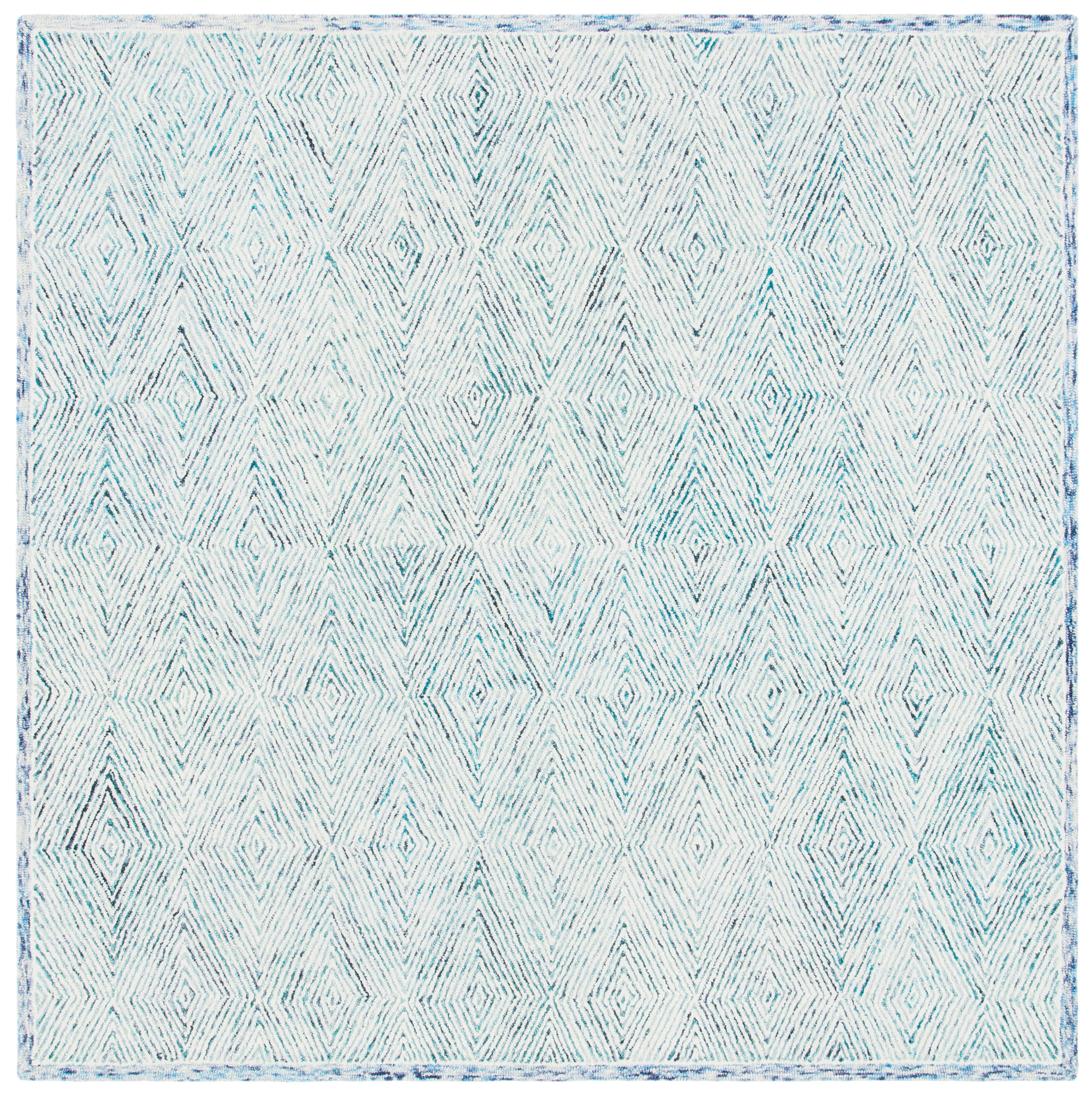 Safavieh CPR213M-7SQ Capri 7 x 7 (ft) Tufted Wool Blue/Ivory Square Indoor Geometric Bohemian/Eclectic Area rug