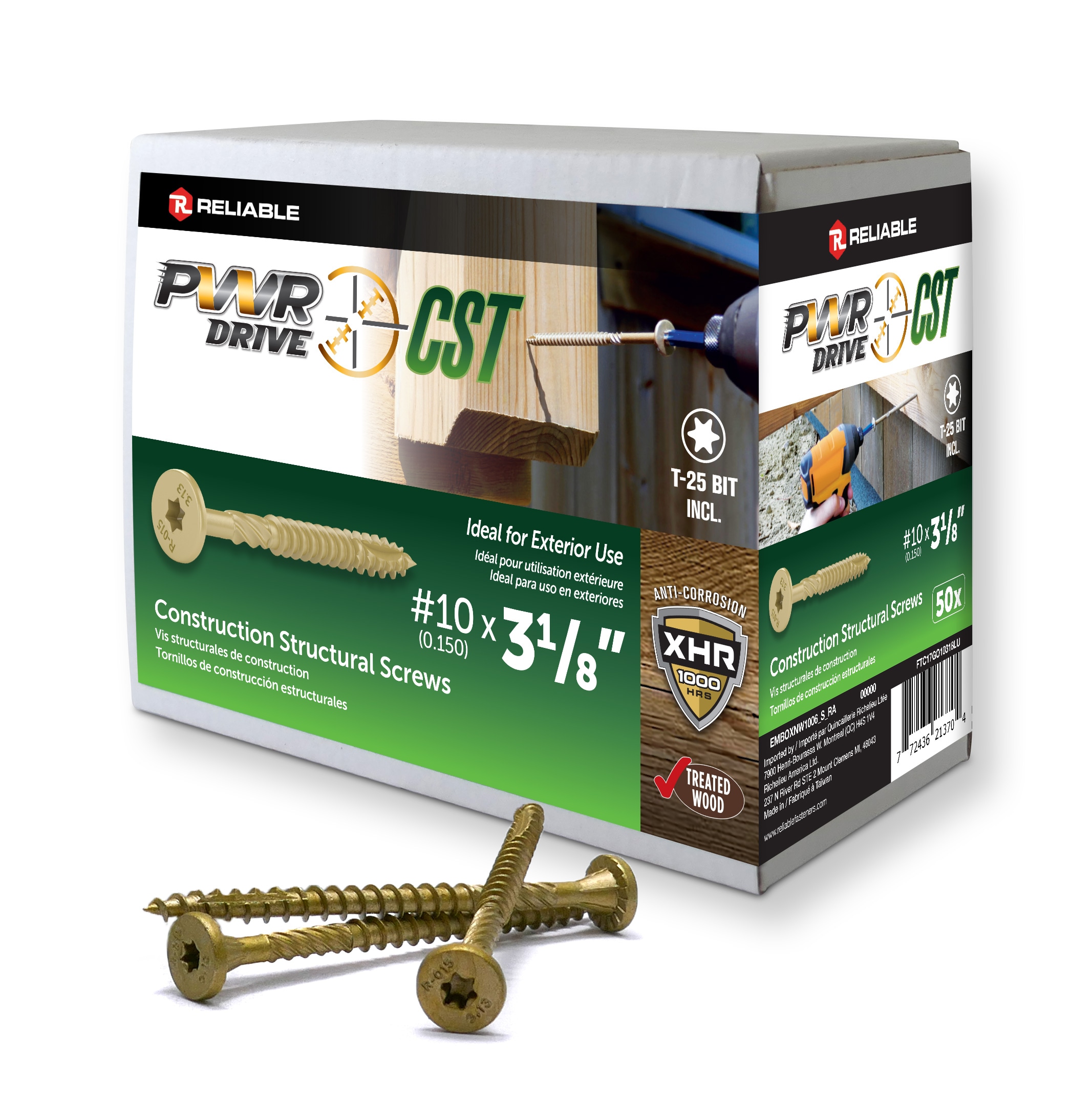 PWR DRIVE Reliable #10 x 3-1/8-in Wood to wood Deck Screws 50 -Per Box