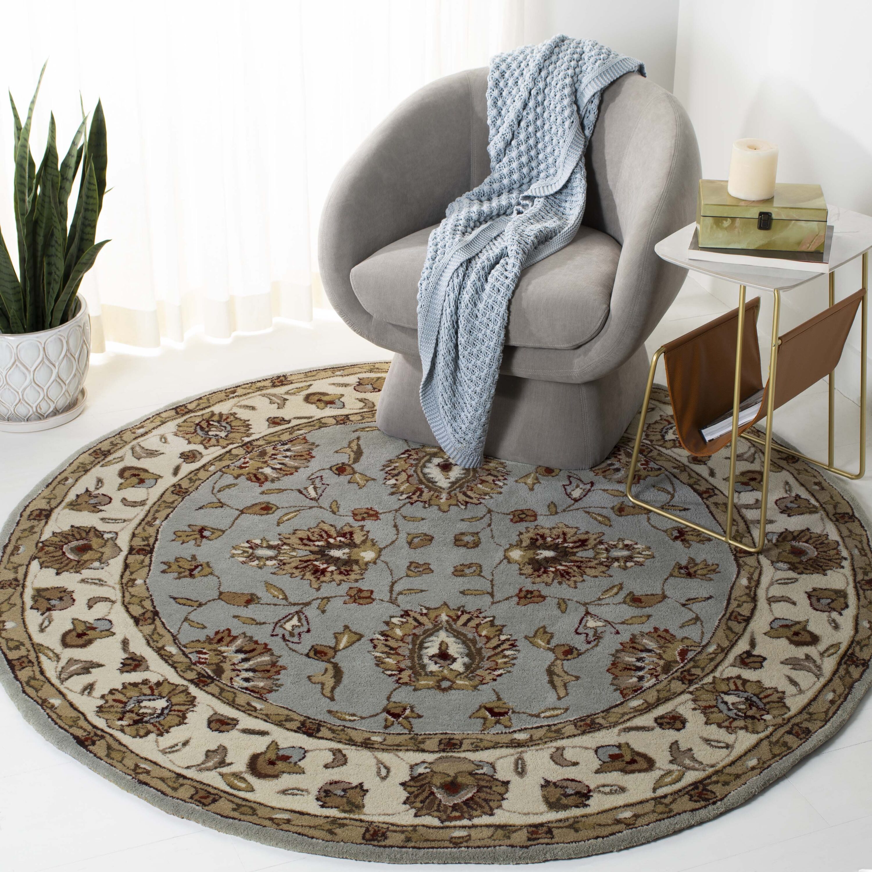 Tlp 416B Light Blue Ivory 6ft x 6ft Traditional Rug