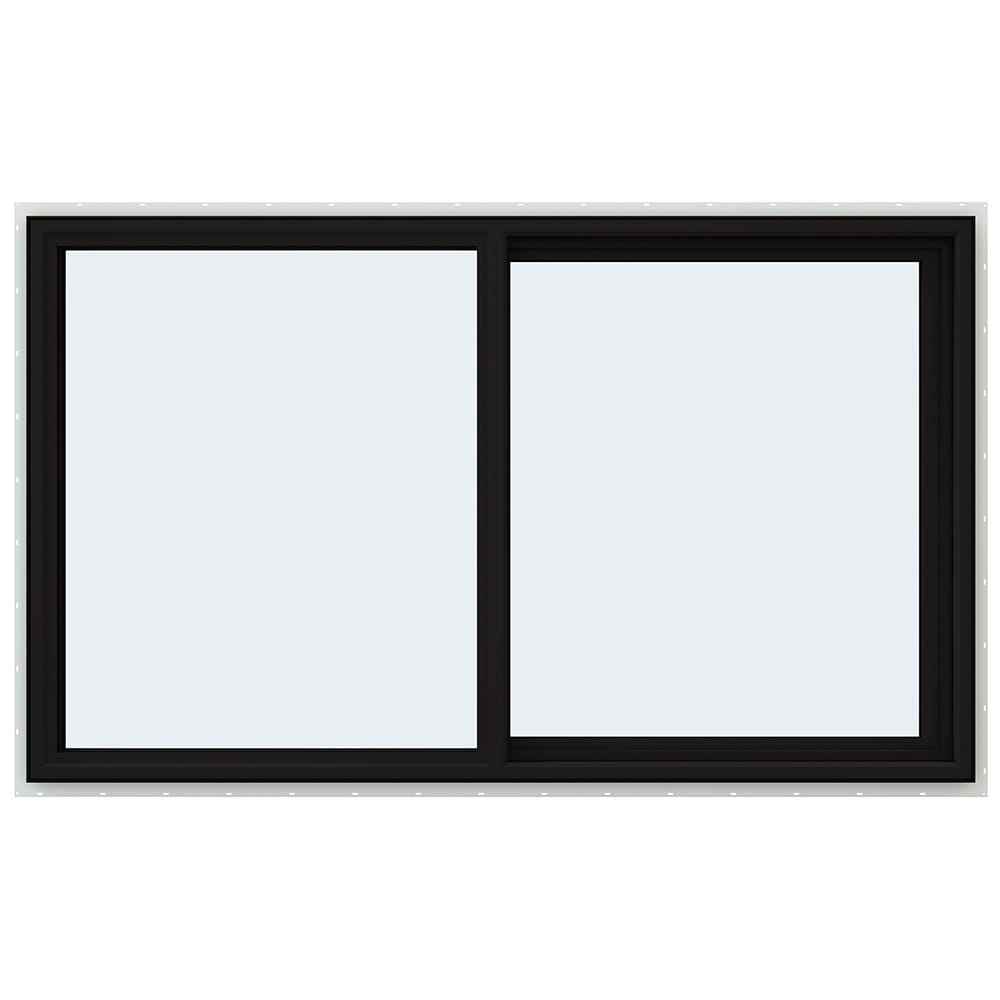 JELD-WEN FiniShield V-4500 35-1/2-in x 29-1/2-in x 3-in Jamb Right-operable Vinyl Black Sliding Window Full Screen Included