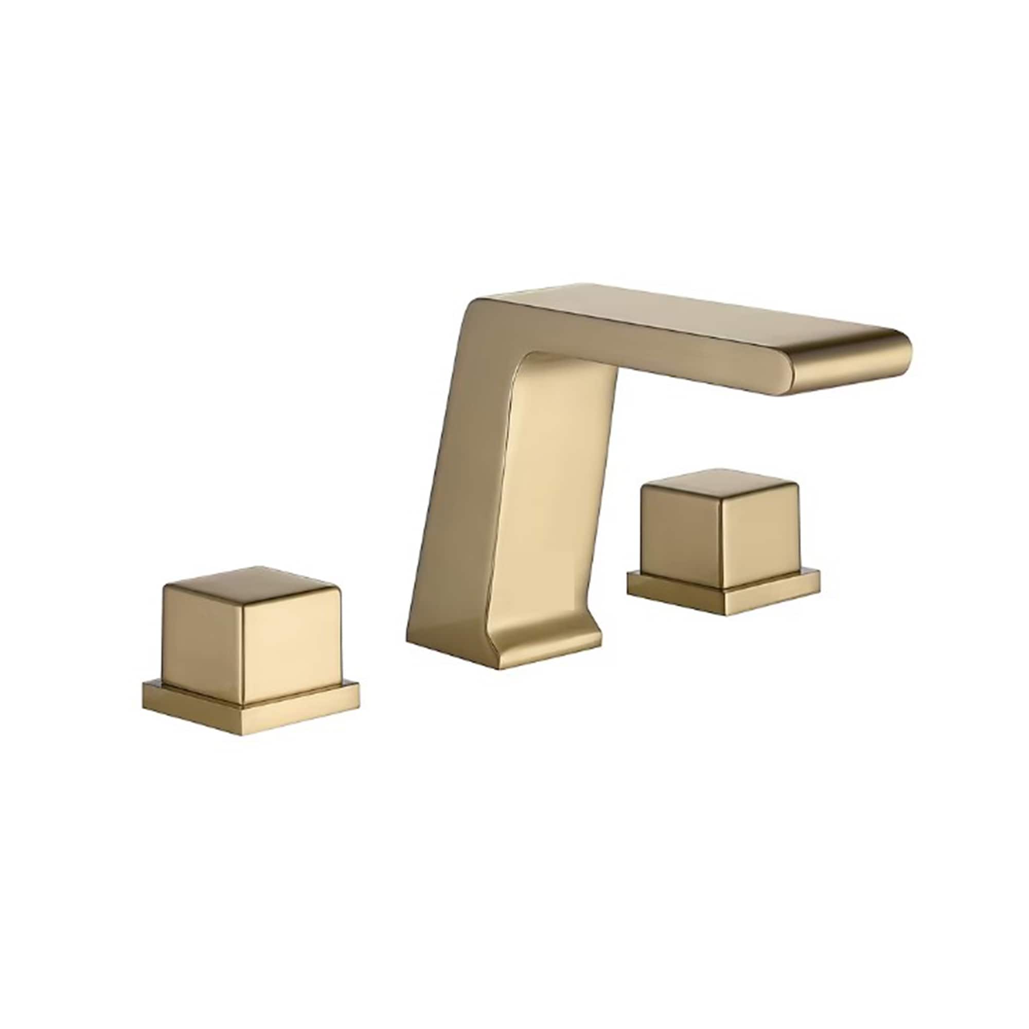 Clihome RB0725(BNF606) Brushed Gold Widespread 2-handle Waterfall Commercial/Residential Handle Bathroom Sink Faucet