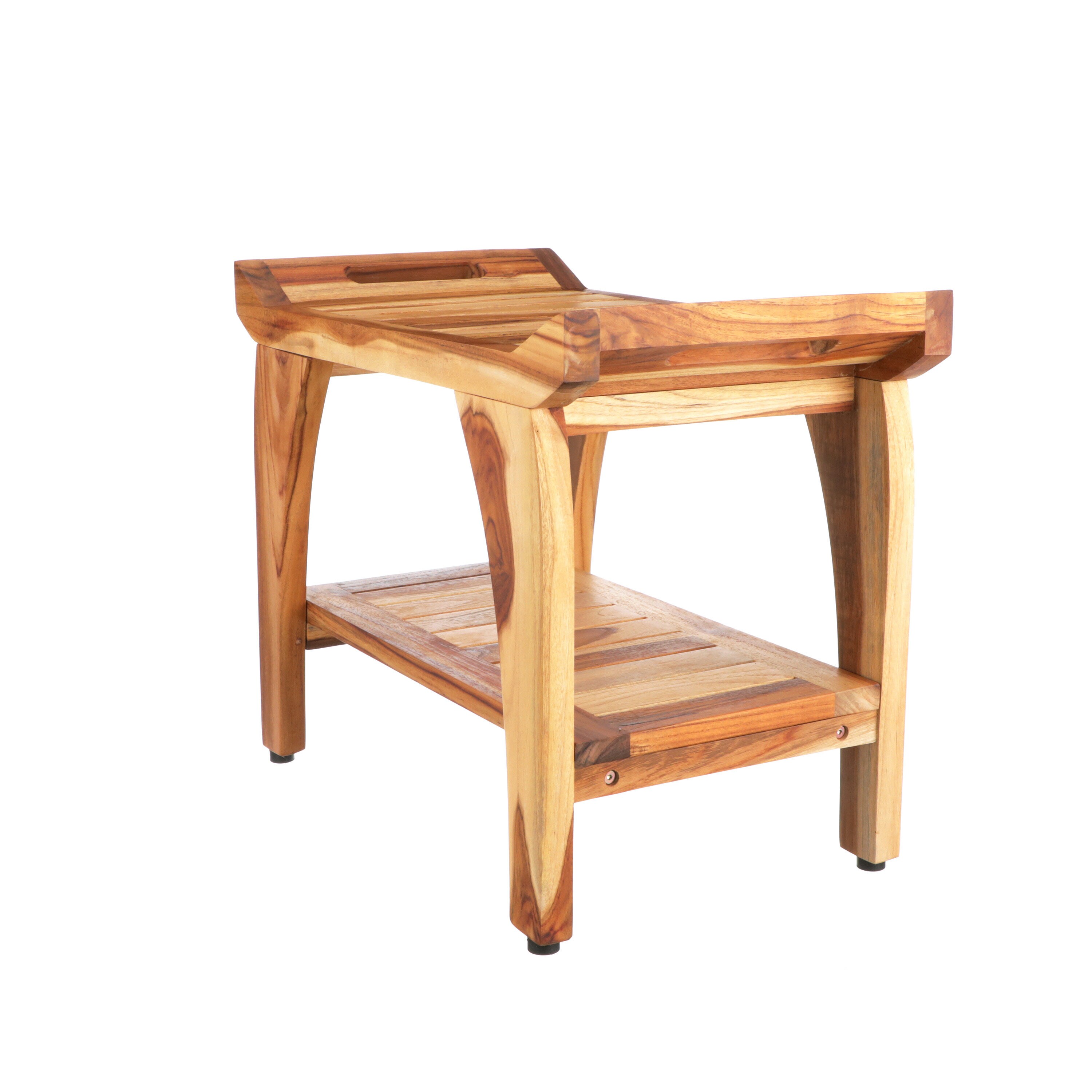 24 Tranquility ED941 Wide Teak Shower Bench with Handles - EcoDecors