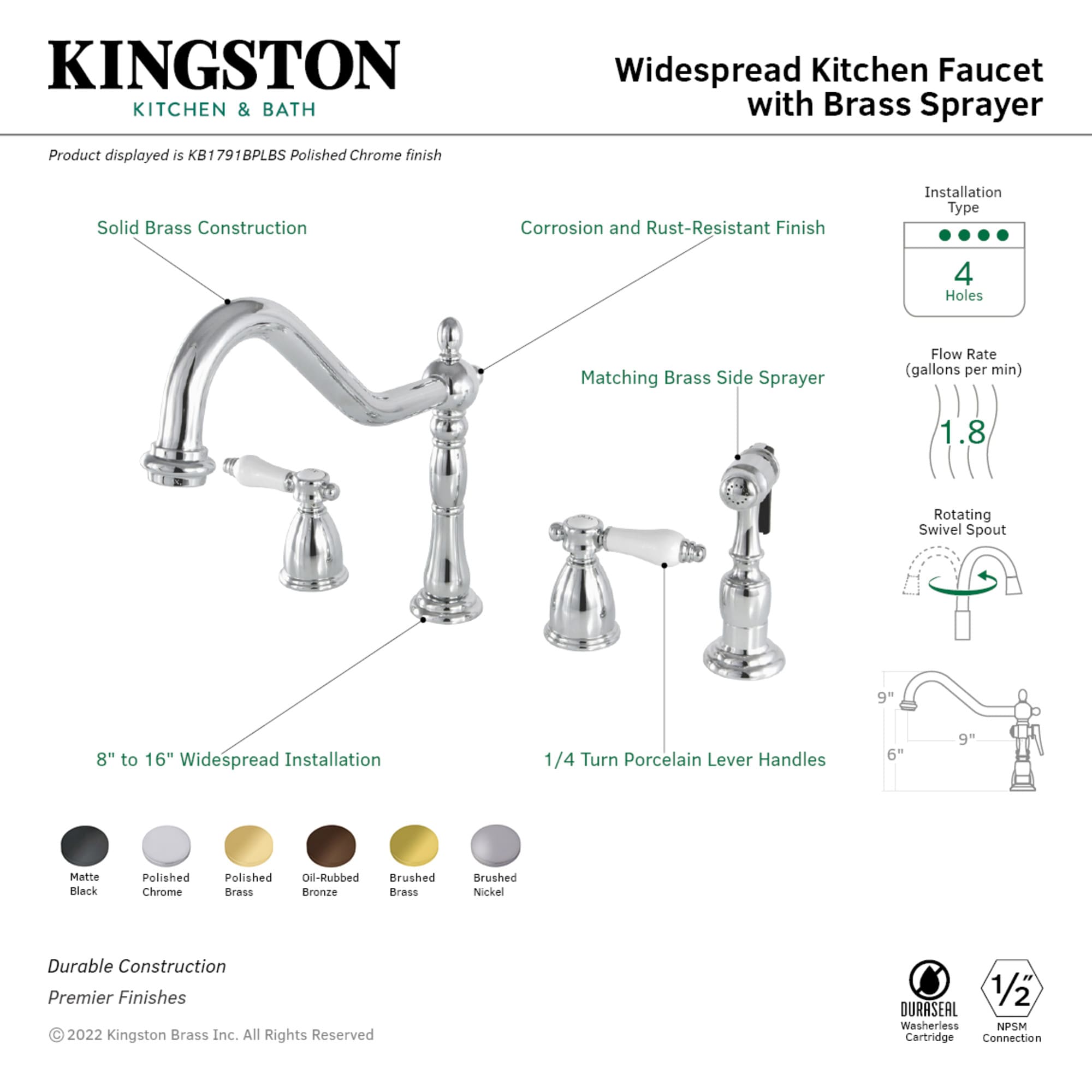Kingston Brass WLKB1798BPLBS Kitchen-Faucets - View #3