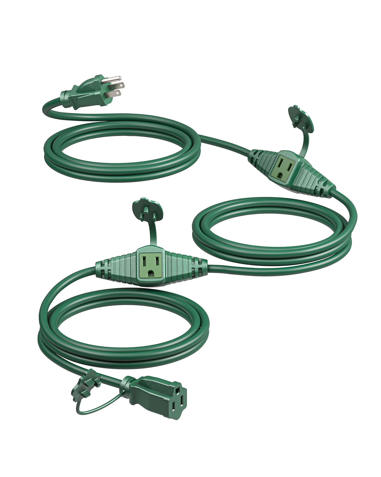 Etokfoks - 25 Ft 16 3C Outdoor Extension Cord with 3 Evenly Spaced Grounded Outlets Green SJTW W...