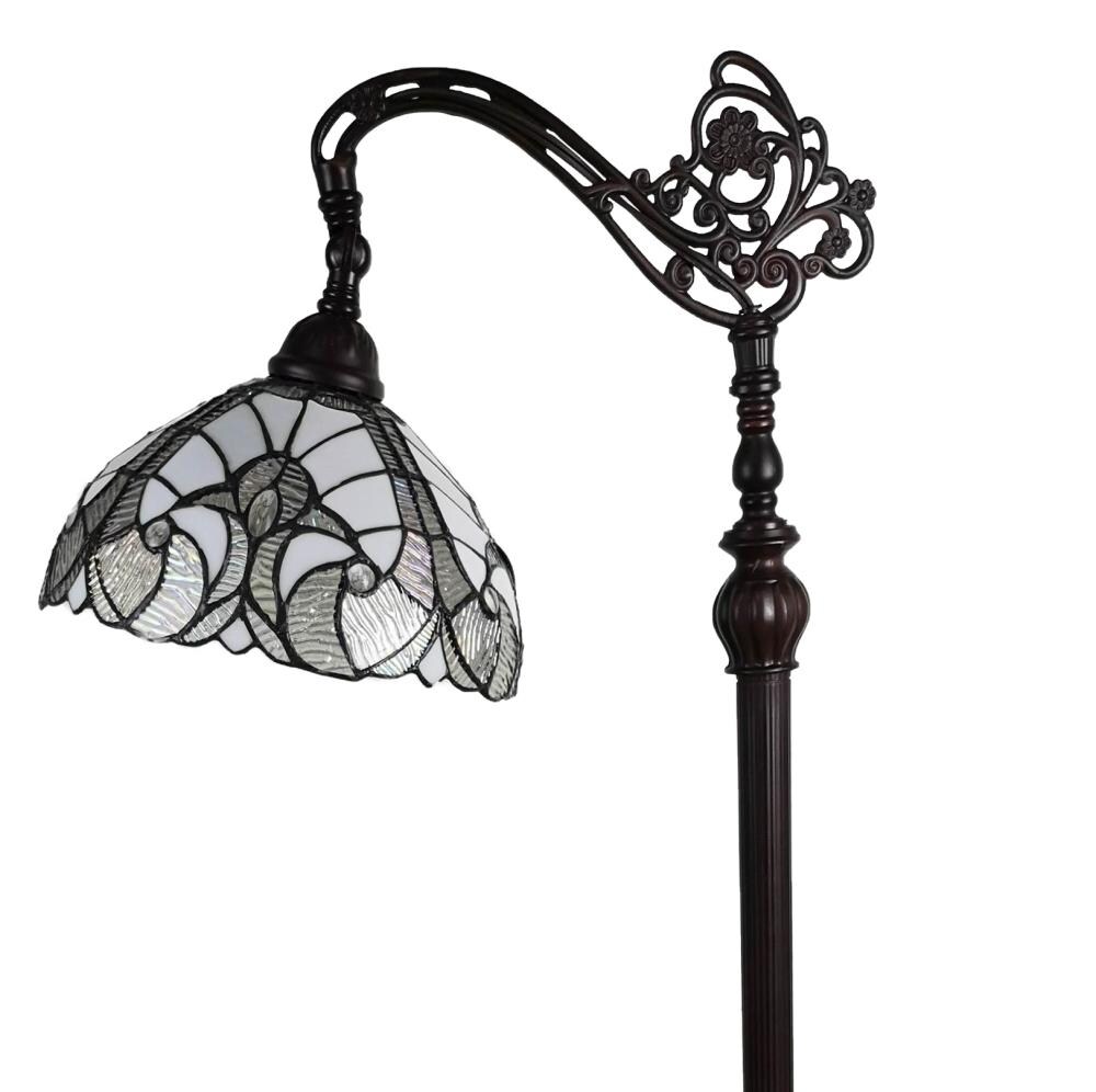 Amora Lighting Tiffany Style Arc Floor Lamp with Multi-Colored Glass ...