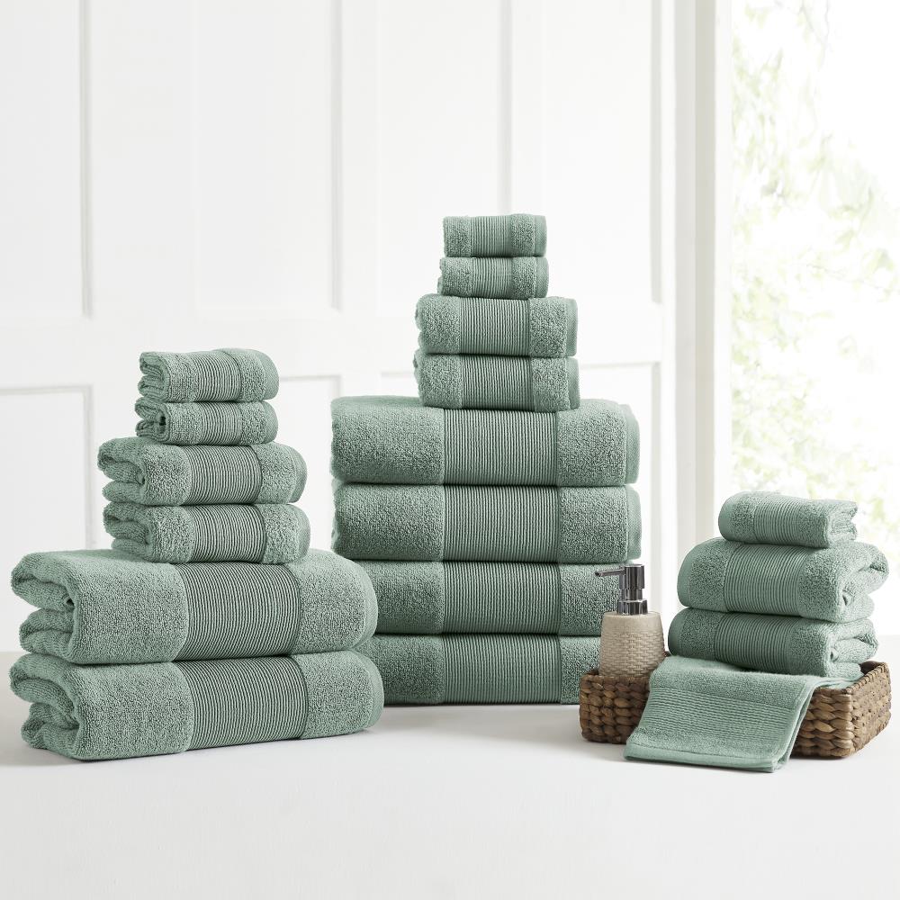Green 4-Piece Bath Towels Set for Bathroom100% Soft Cotton Turkish Towels 