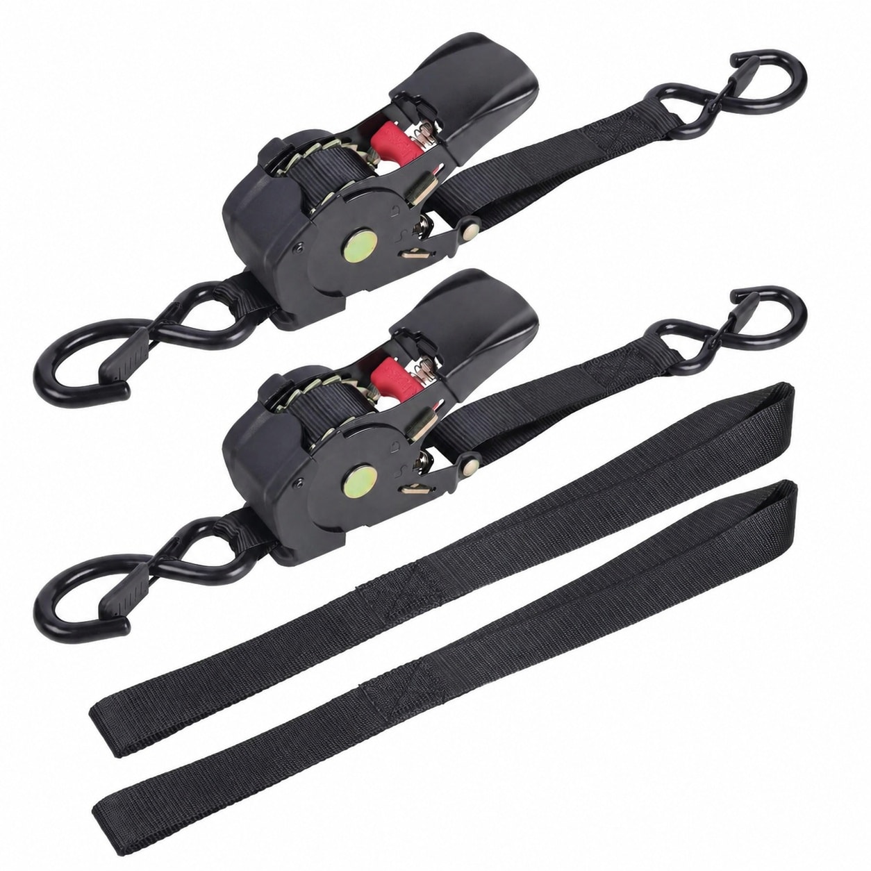 Etokfoks  12 5 ft x 1 in Retractable Ratchet Tie Down Straps with S Hooks Heavy Duty 1200 lb Break Strength 2 Pack