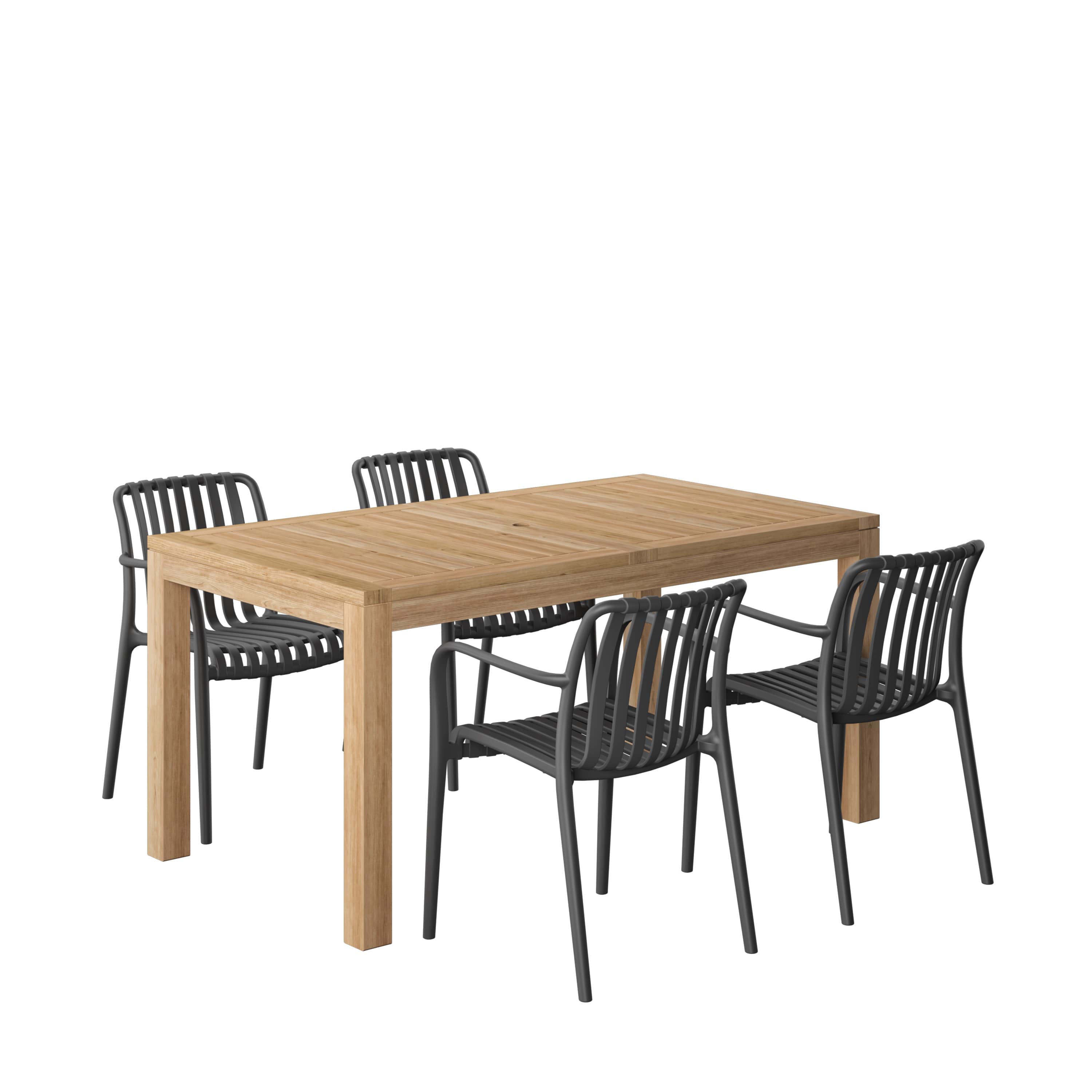 Amazonia RIN-4-CURA-BK Urban Elements Batanes Patio Dining Set for 4 – Perfect for Family and Friends - Modern and Stylish Dining Table with Chairs