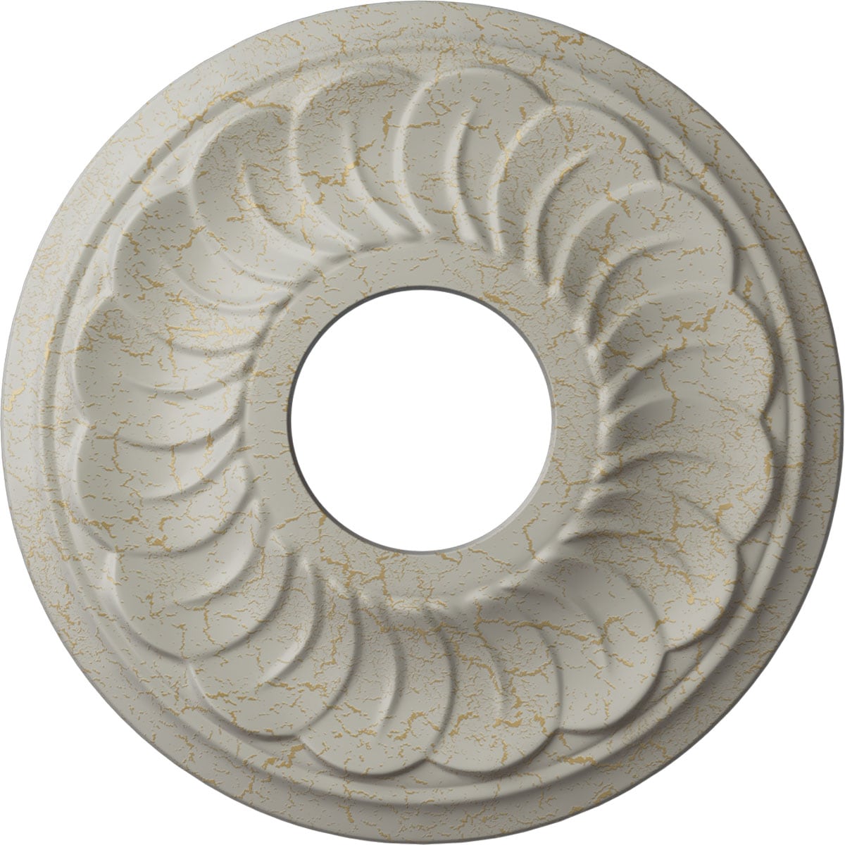 Ekena Millwork CM11BLPCC Blackthorn 11.75-in W x 11.75-in L Painted Pot Of Cream Crackle Polyurethane Whole Ceiling Medallion