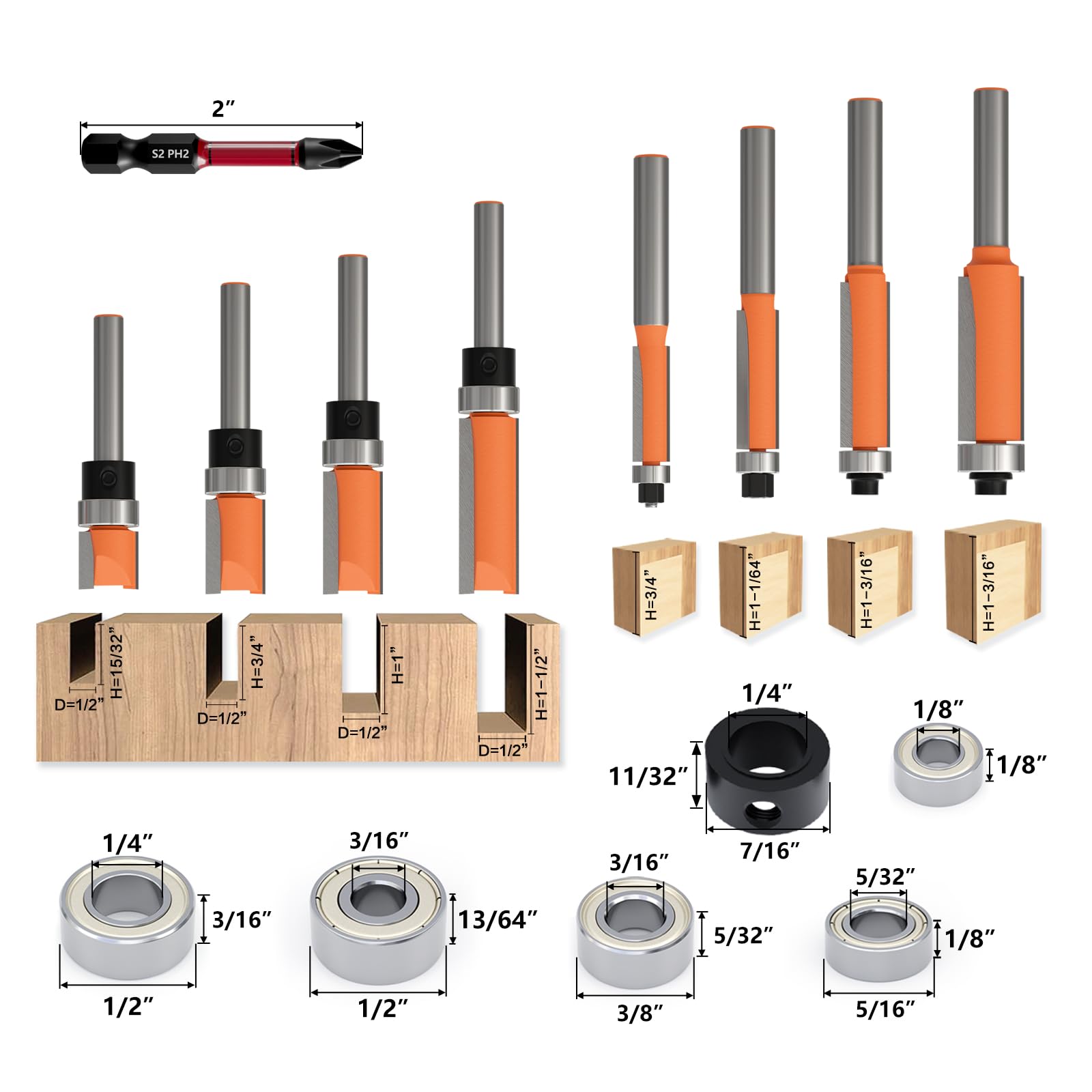 SenQWFa LDC0820C215 Trimming-Cutout-Router-Bits - View #2