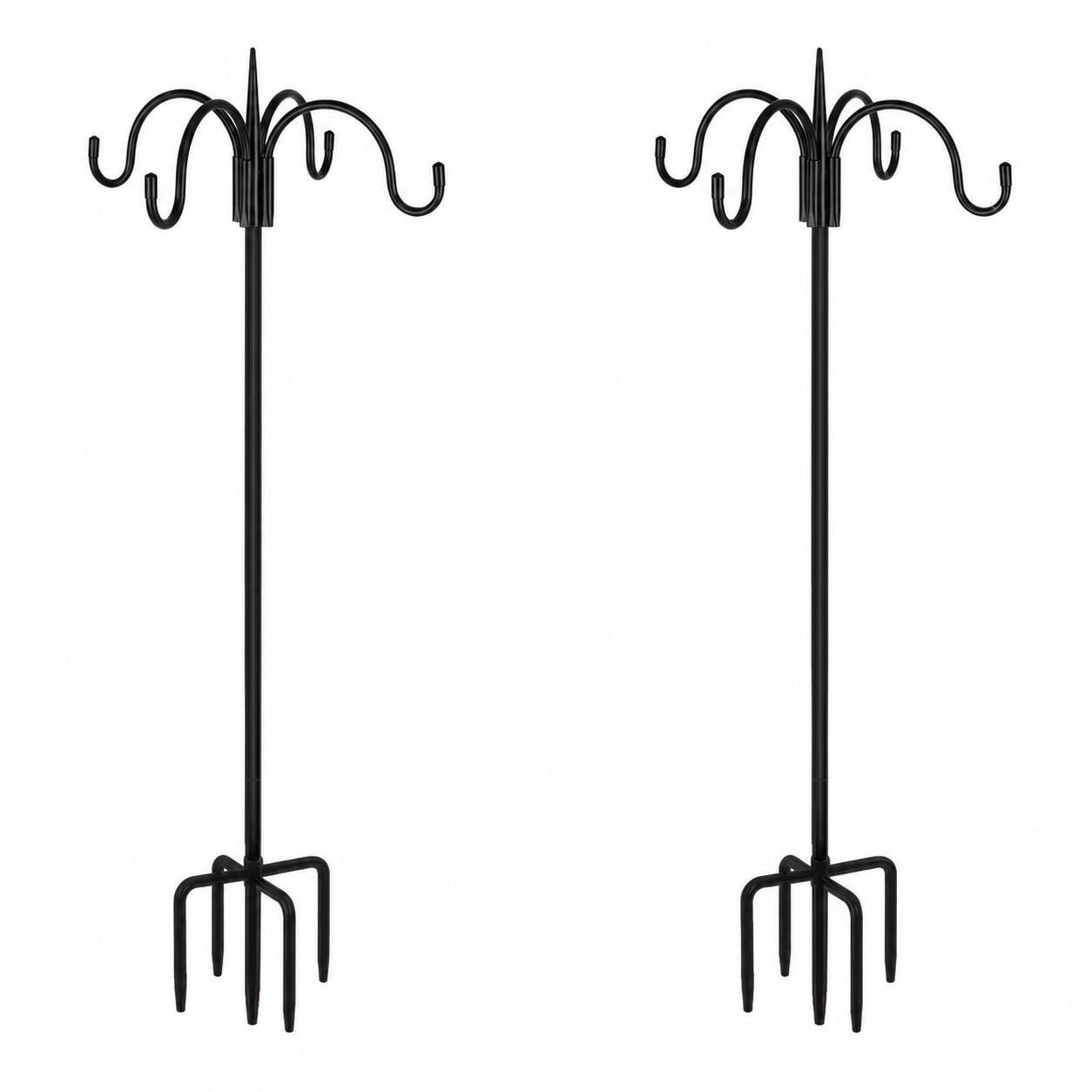 Aoibox  76 in Four Hook Shepherd Pole with 5 Prong Base Adjustable 44 60 76 in Outdoor Garden Stake for Bird Feeders