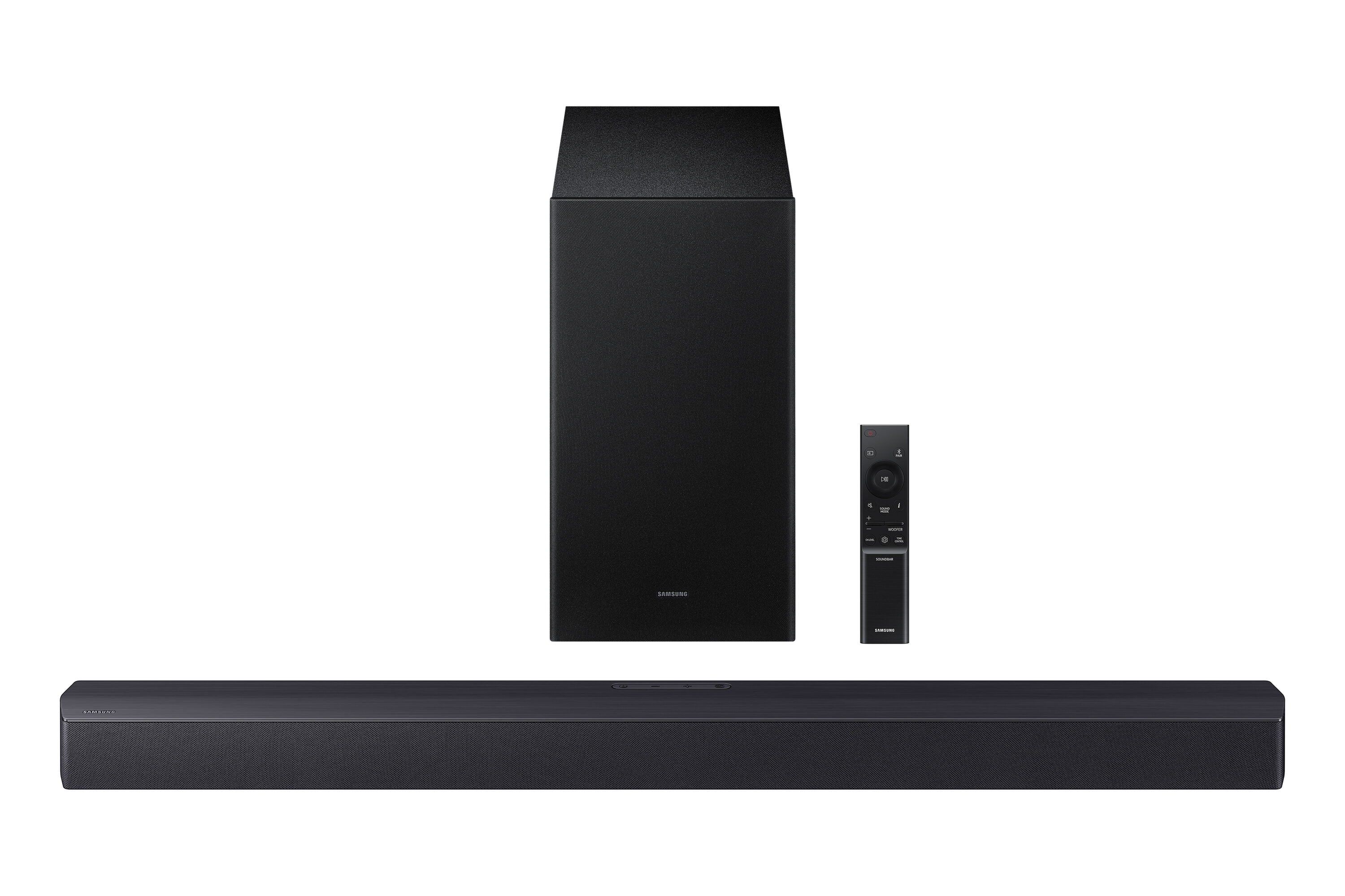 Samsung B550F 33.81-in 2.1 -Channel Wi-Fi Compatibility Bluetooth Compatibility Titan Black Sound Bar #HW-B550F/ZA
