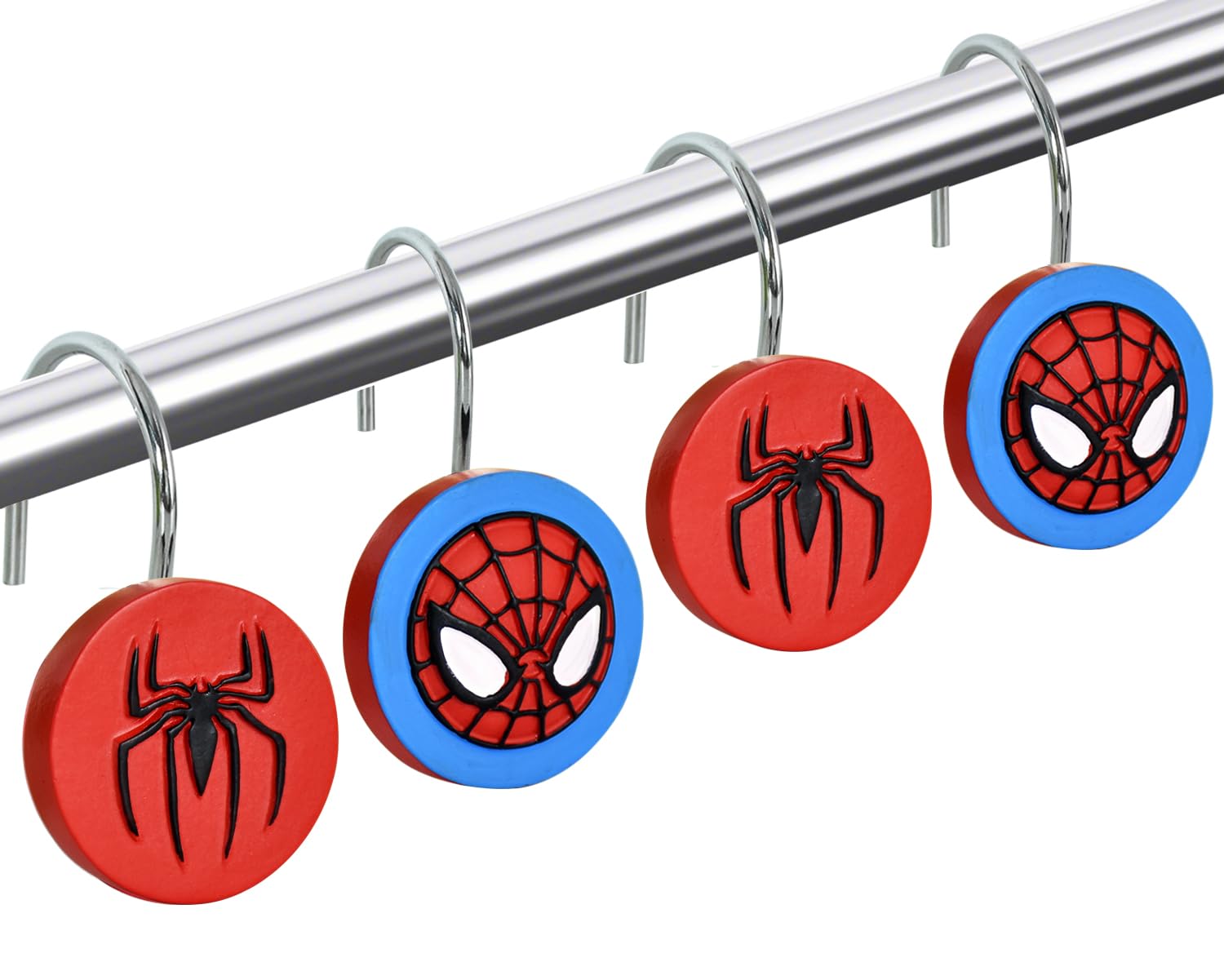 Aoibox  Spider Themed Stainless Steel and Resin Decorative Shower Curtain Hooks Rings for Bathroom Set of 12