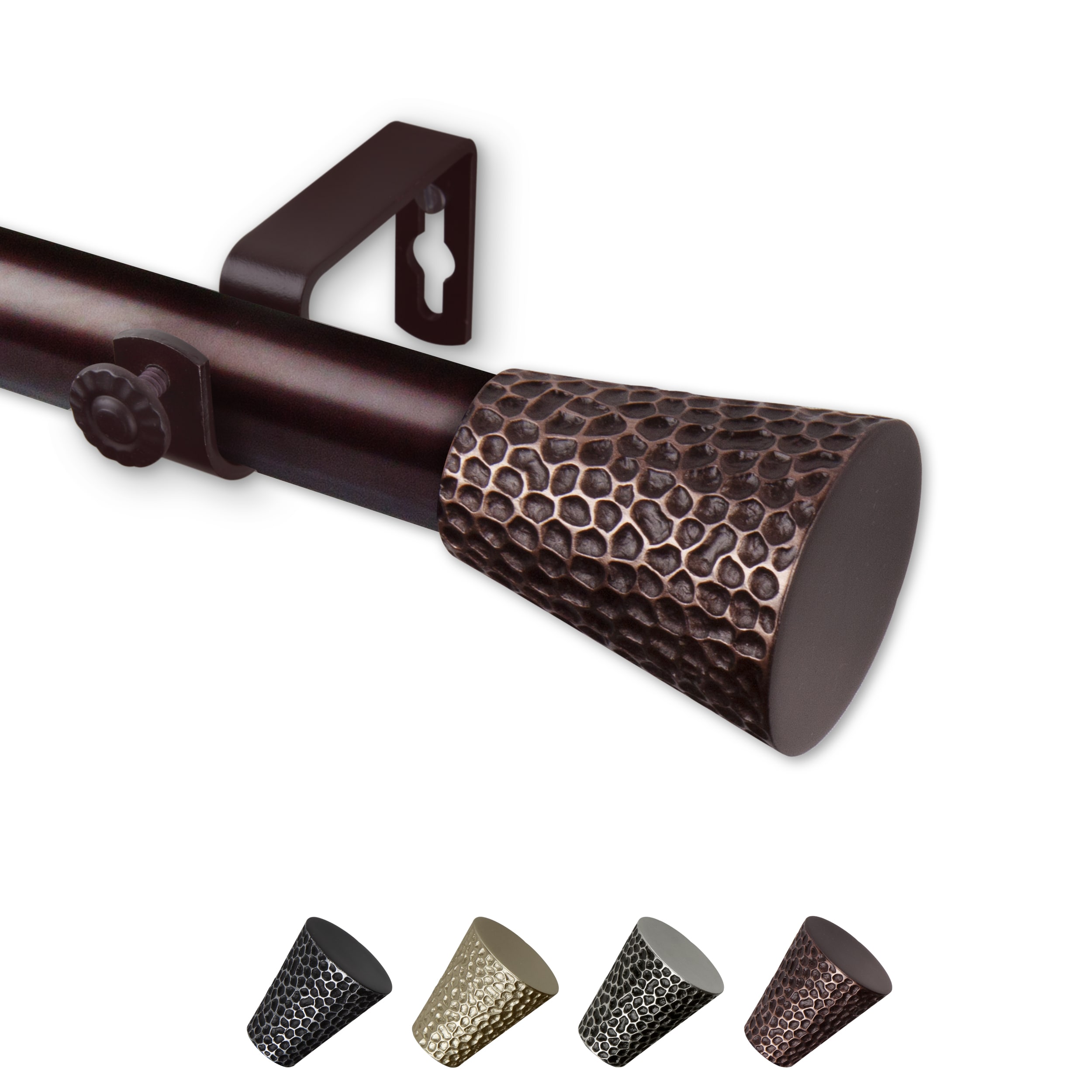 Hart & Harlow L-100-38-669 Hollie 1-in 66-in to 120-in Bronze Steel Single curtain rod with Finials