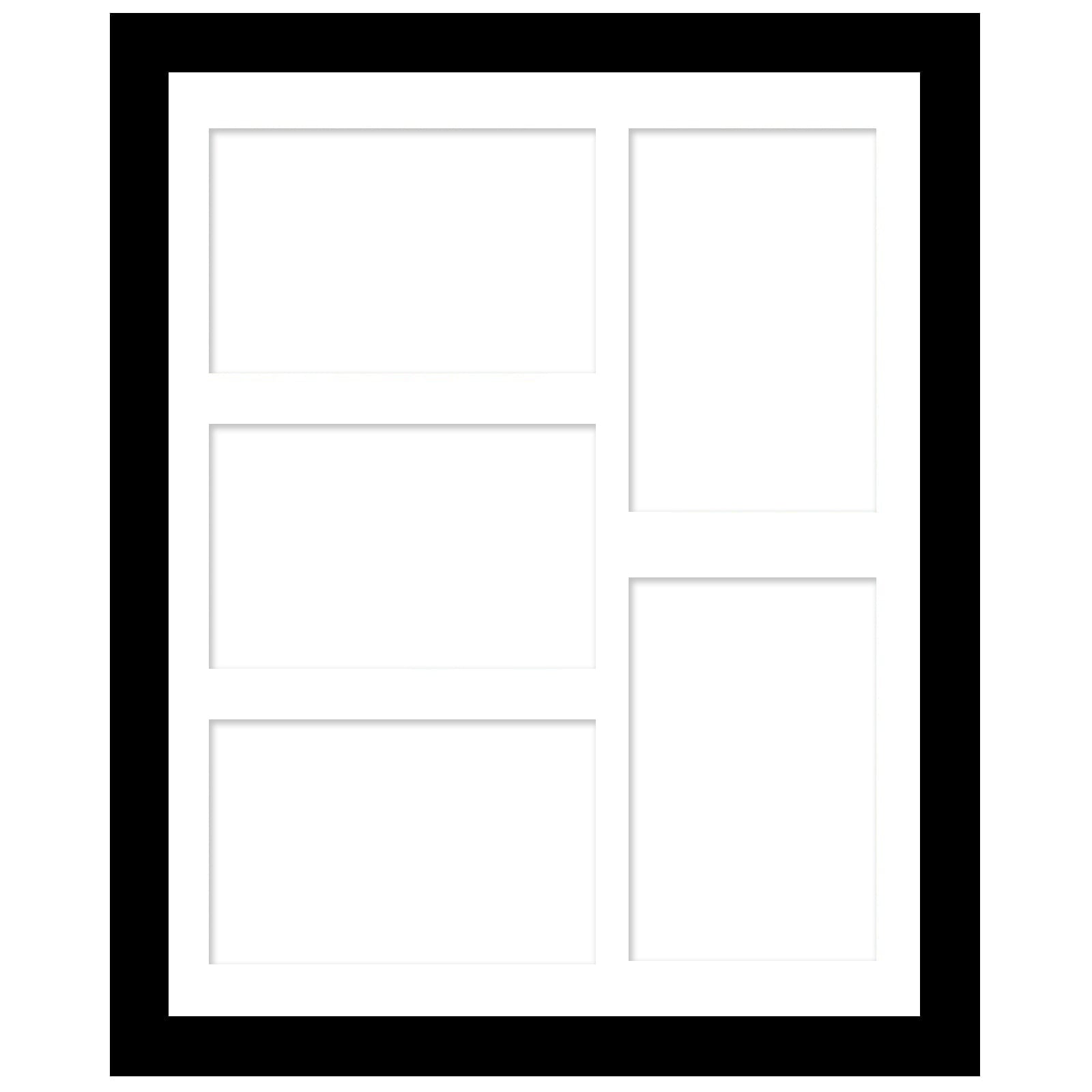 Etokfoks  11 x 14 Black Plastic Collage Frame with 5 Openings for 4 x 6 Photos or Single 11 x 14 Picture