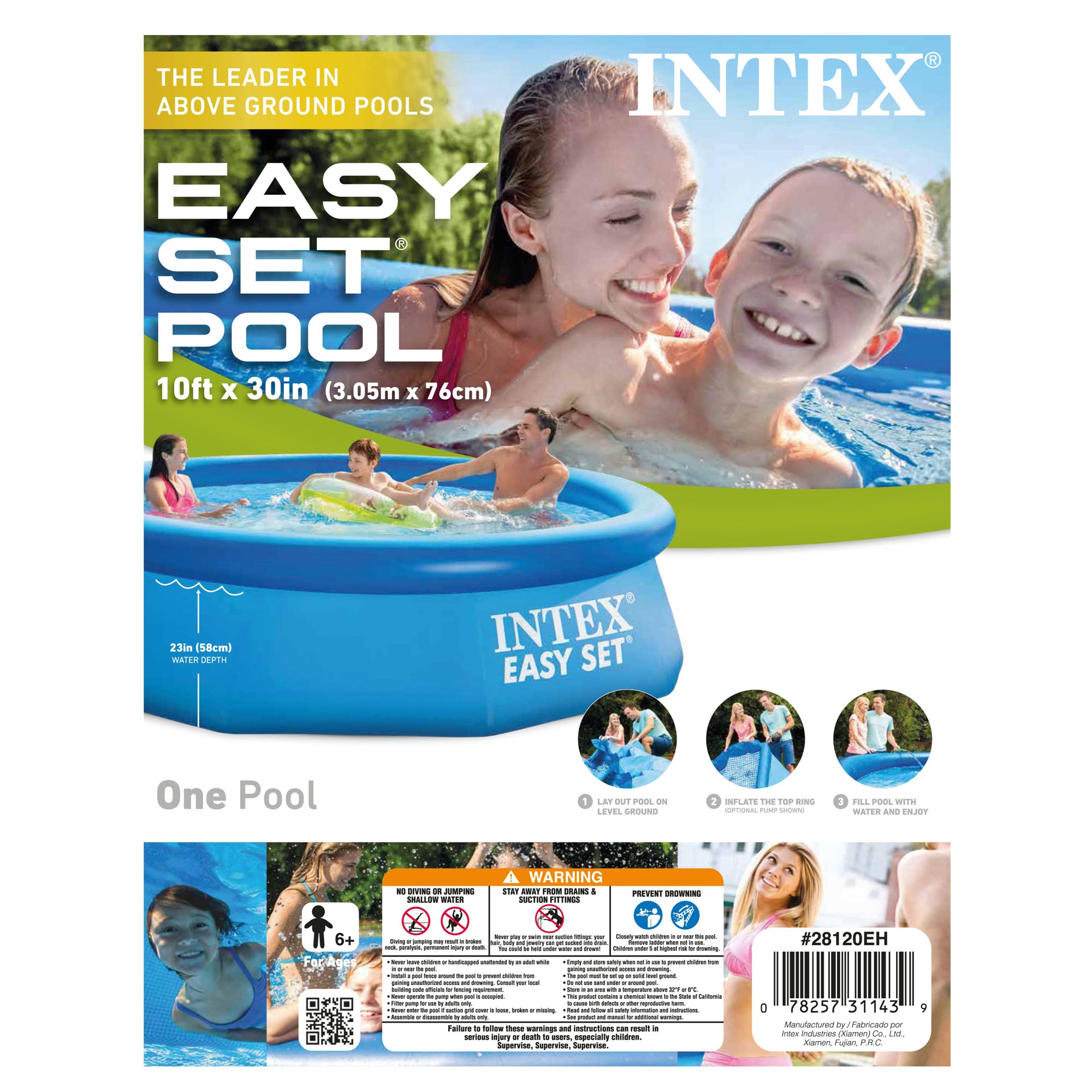 Intex Easy Set 10ft x 10ft x 30in Inflatable Top Ring Round Above