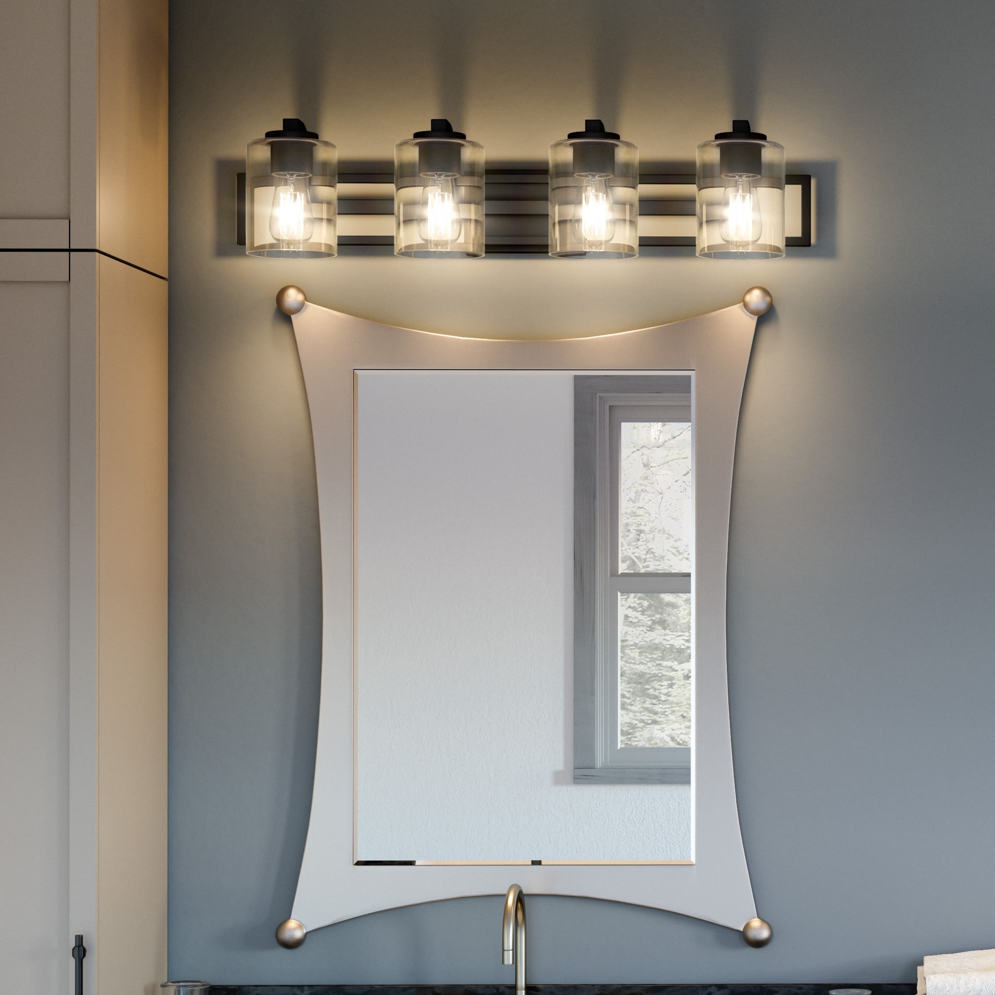 Quoizel LANS8632MBK Lansdowne 32-in 4 -Light Matte Black Transitional Vanity light