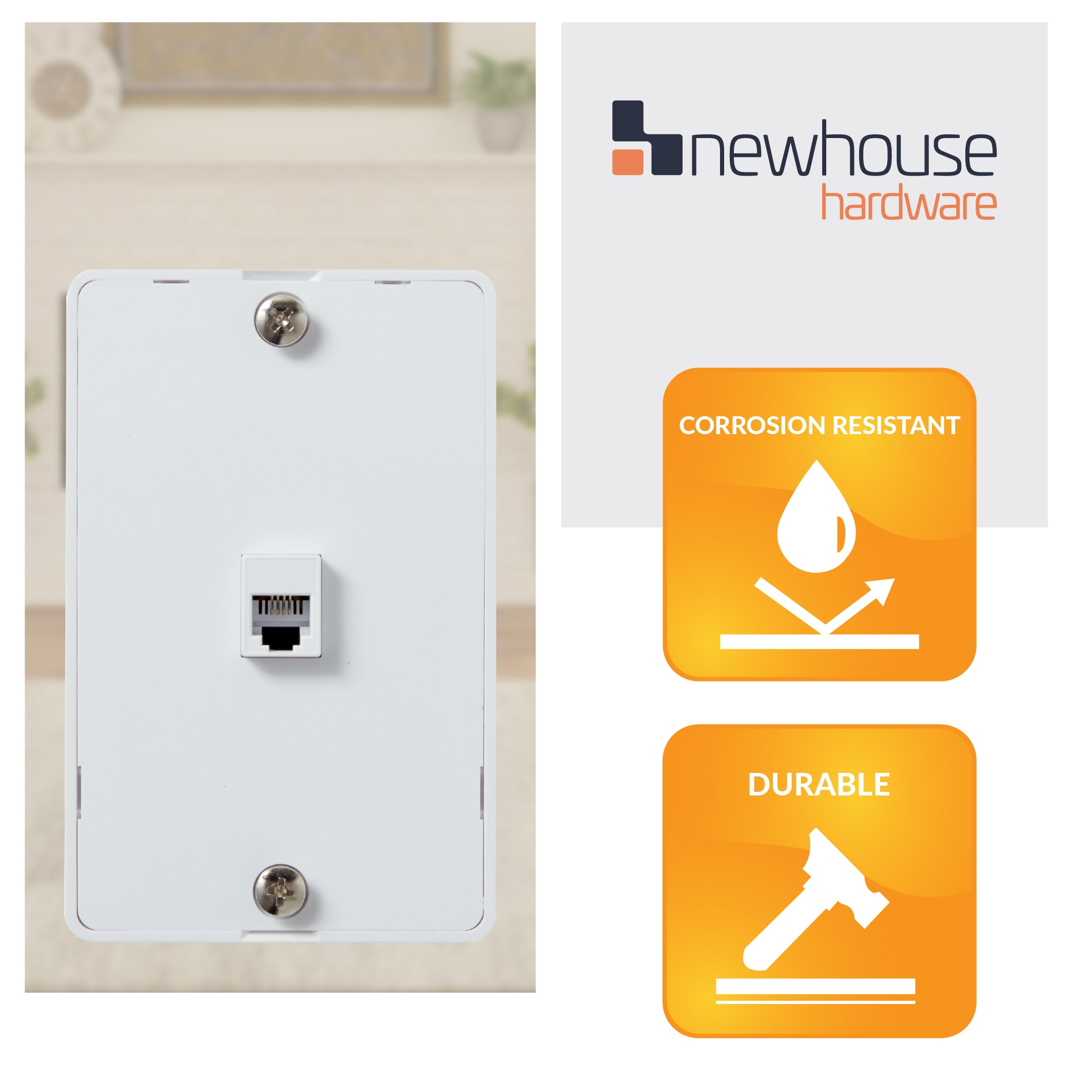 Newhouse Hardware OLPHP-WH-05 Audio-Video-Wall-Jacks - View #3