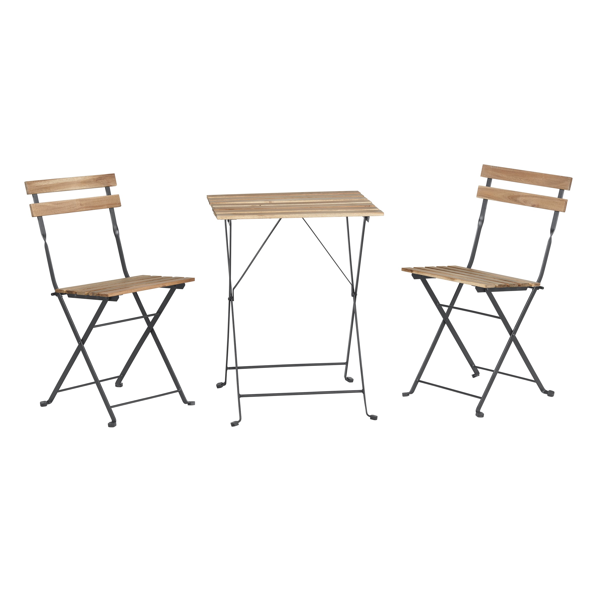 Lavish Home 80-OUTD-BISTRO-BR 21-in x 21.5-in 3 -Piece Outdoor Steel Folding table and chair set