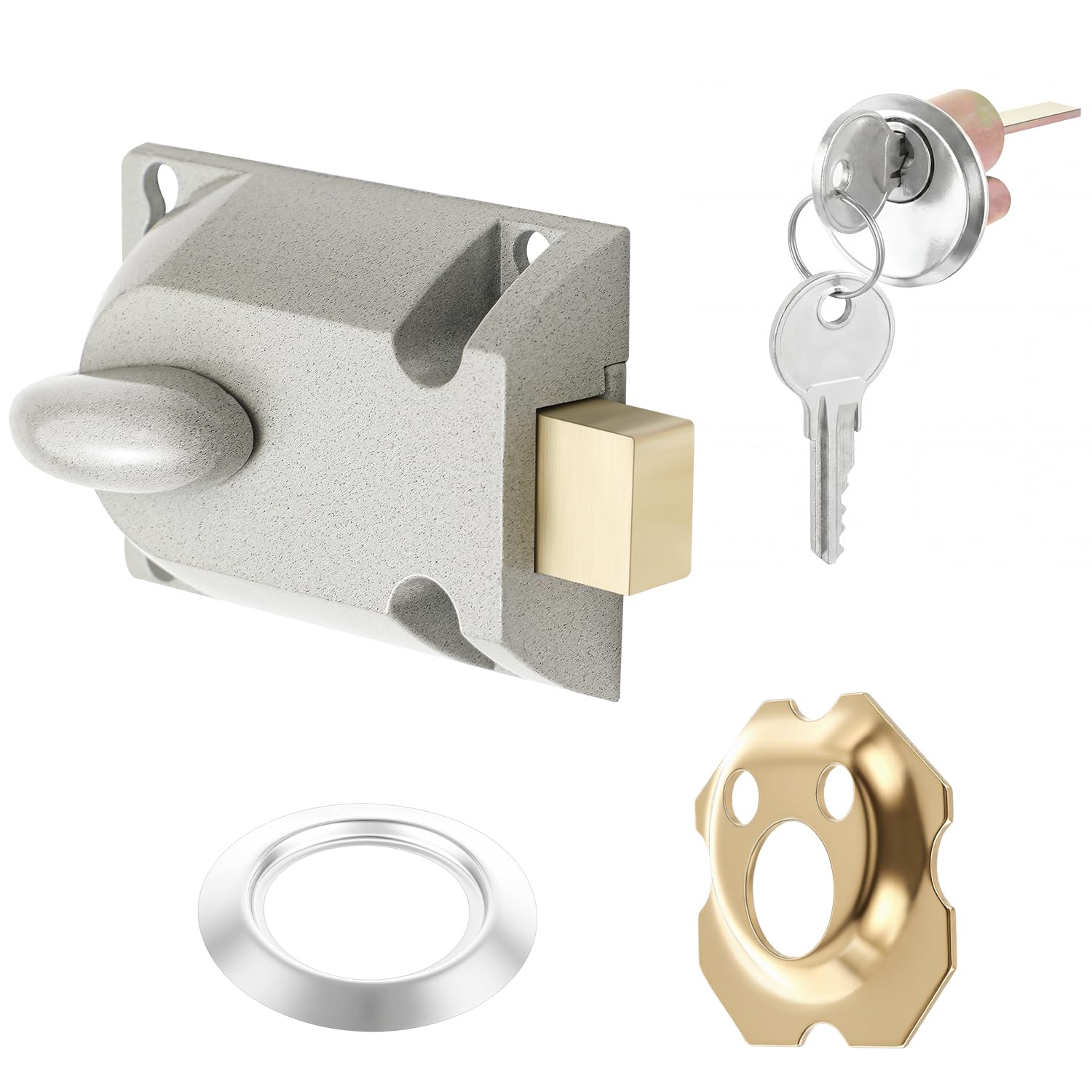 Aoibox  Garage Door Lock Set Center Mount Diecast Aluminum Deadbolt with Key and Spring Bolts