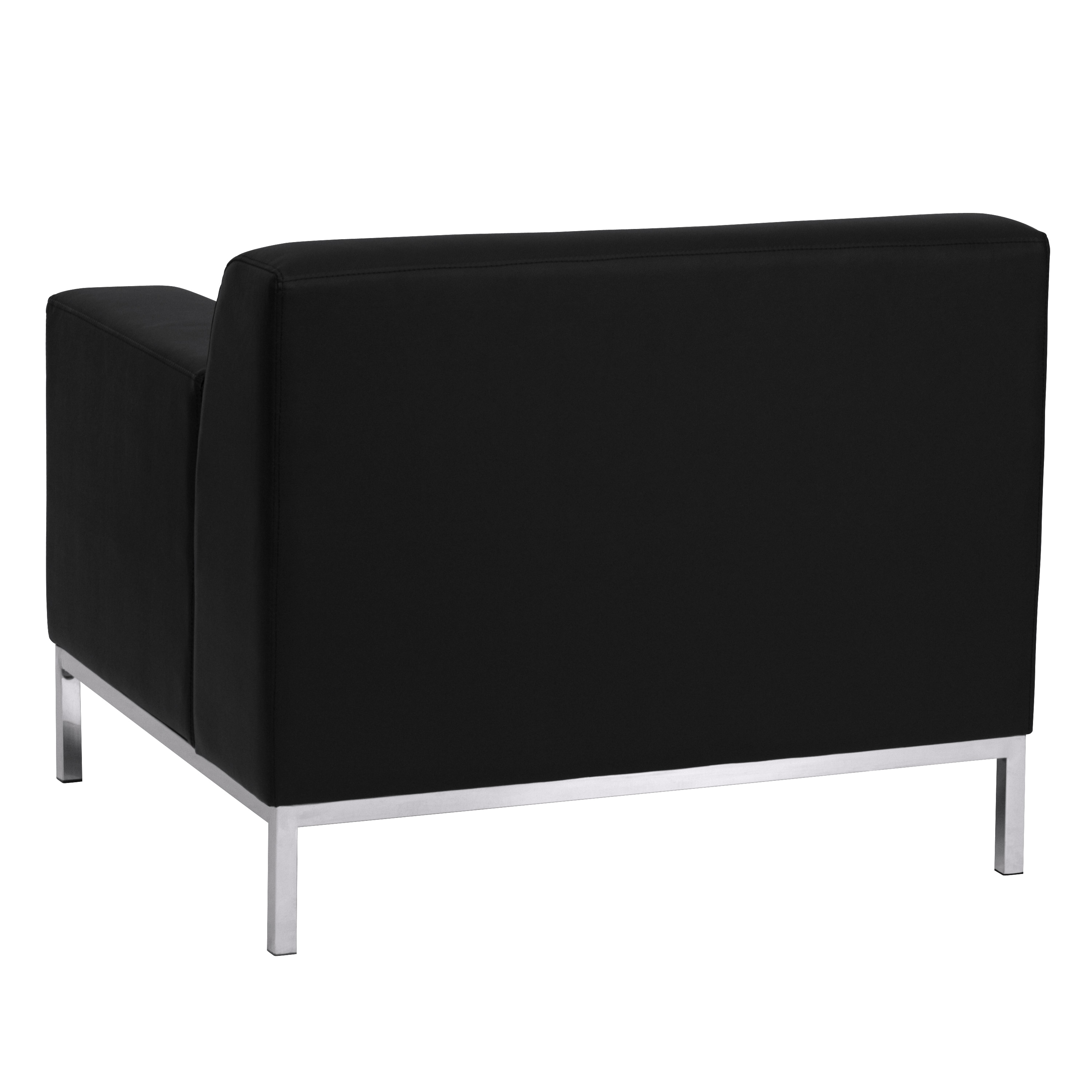 Contemporary Black LeatherSoft Chair with Stainless Steel Frame