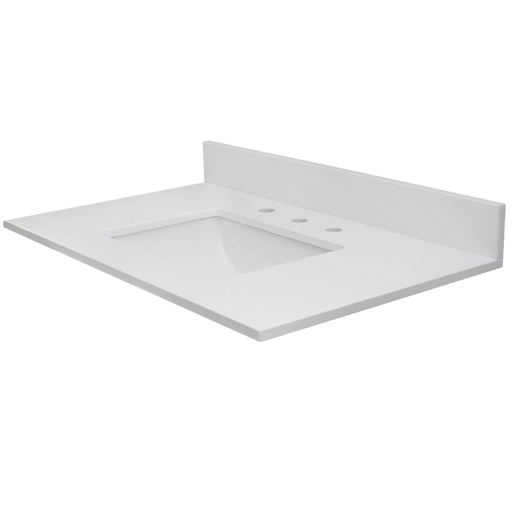 MarCraft VQSW3122801 Vista 31-in x 22-in Polished Serene White Quartz Undermount Single Sink 3-Hole Bathroom Vanity Top