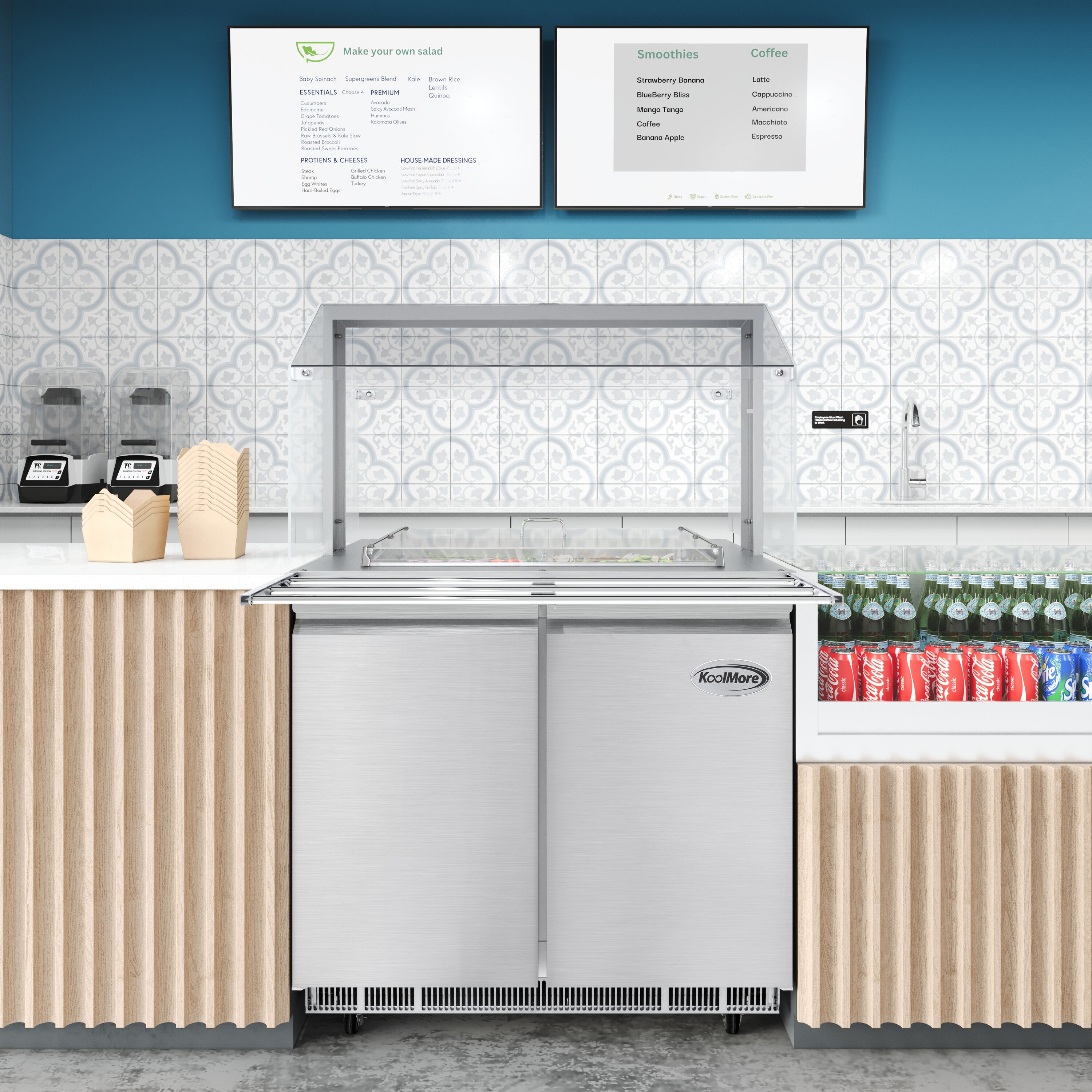 KoolMore LOW-KM-RBTZ-66CSFG-G Refrig-Prep-Tables - View #2