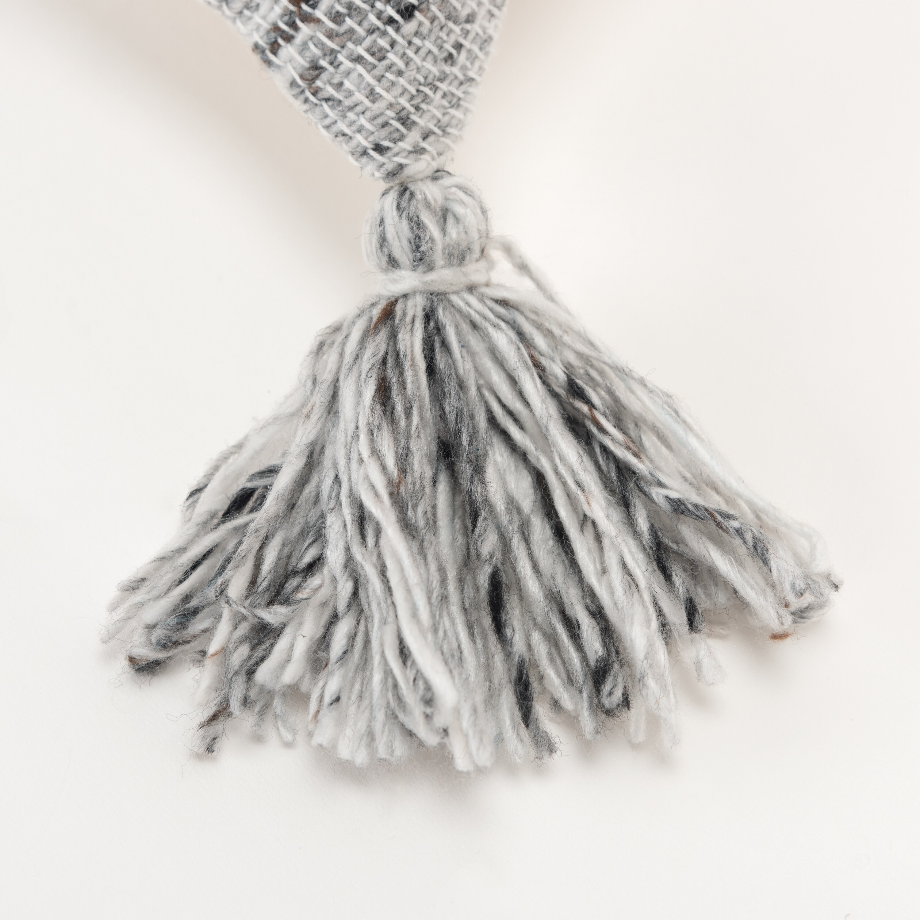 20" Gray and Charcoal Striped Tassel Throw Pillow