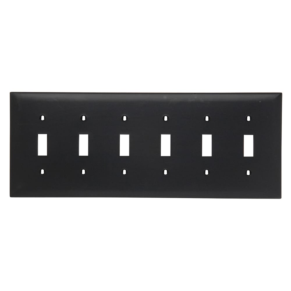 Legrand TP6BK Pass Seymour 6 -Gang Midsize Size Black Nylon Indoor Toggle Wall Plate