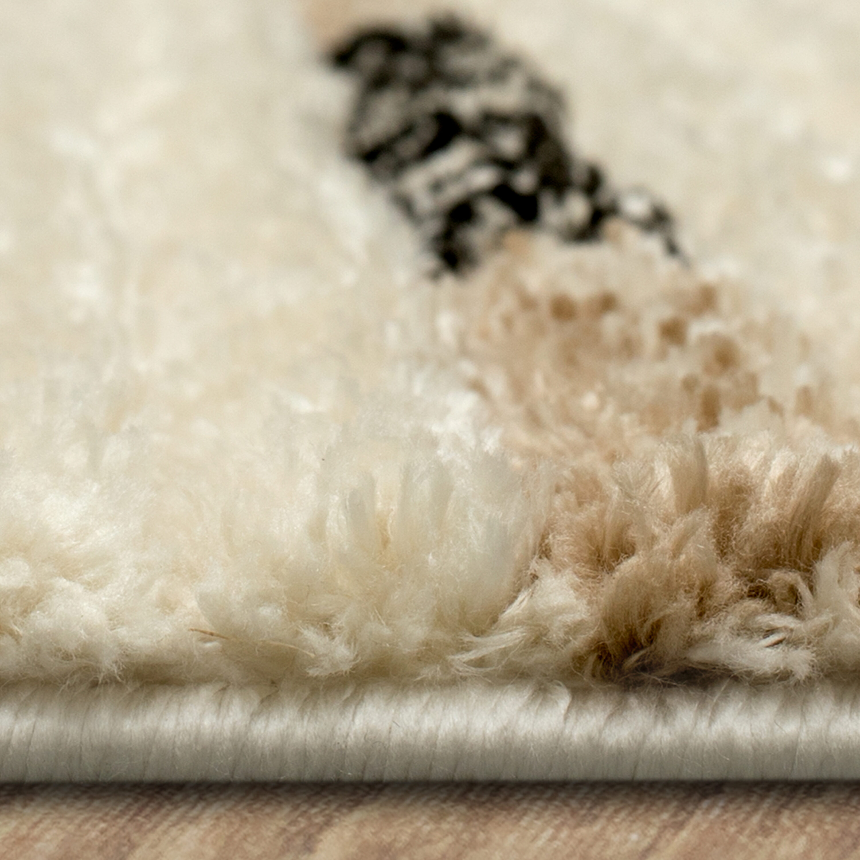 Traverse Lanes Tan and Black Striped Synthetic Area Rug
