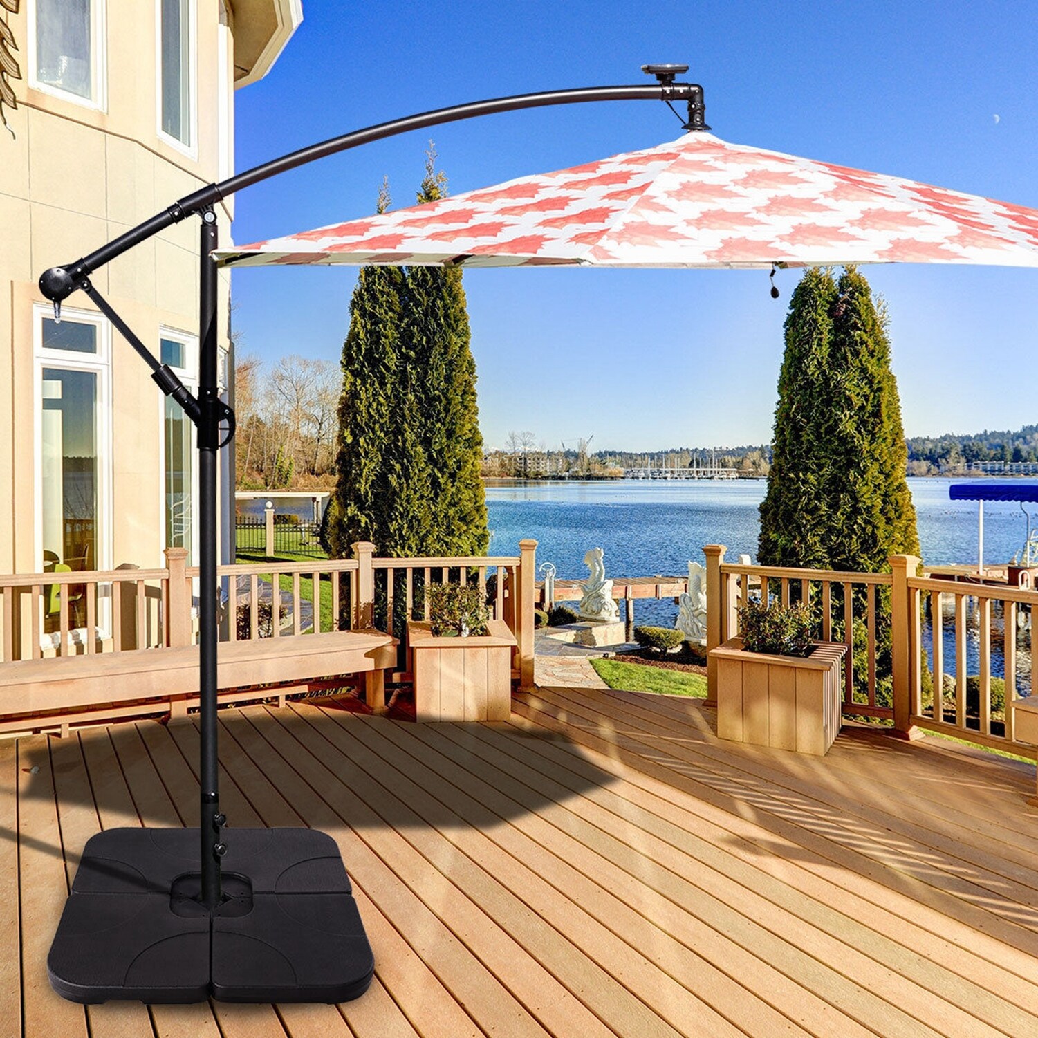 WELLFOR CW Patio Umbrella Base Black Patio Umbrella Base in the Patio ...