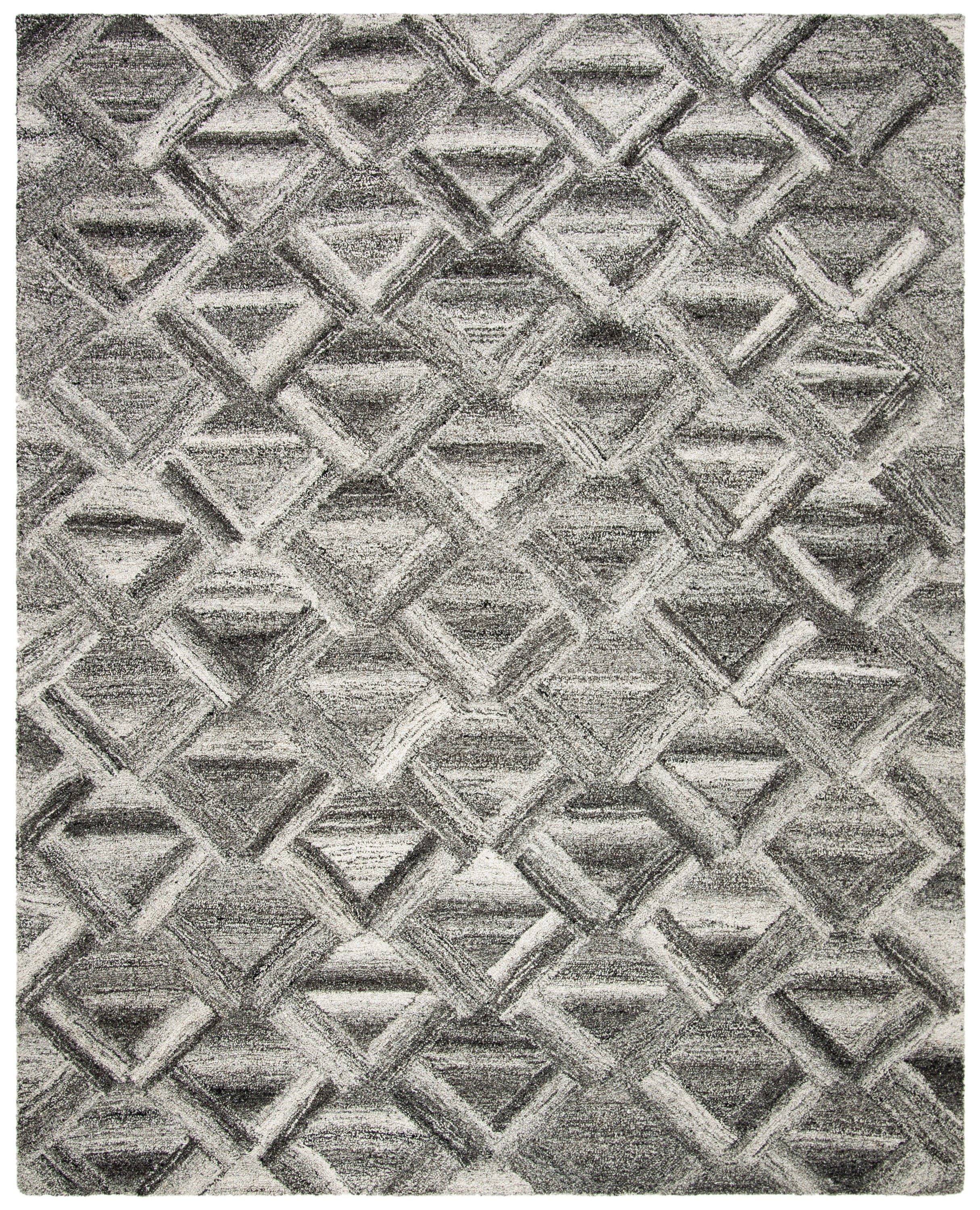 Gray and Black 8' x 10' Handmade Wool Abstract Area Rug