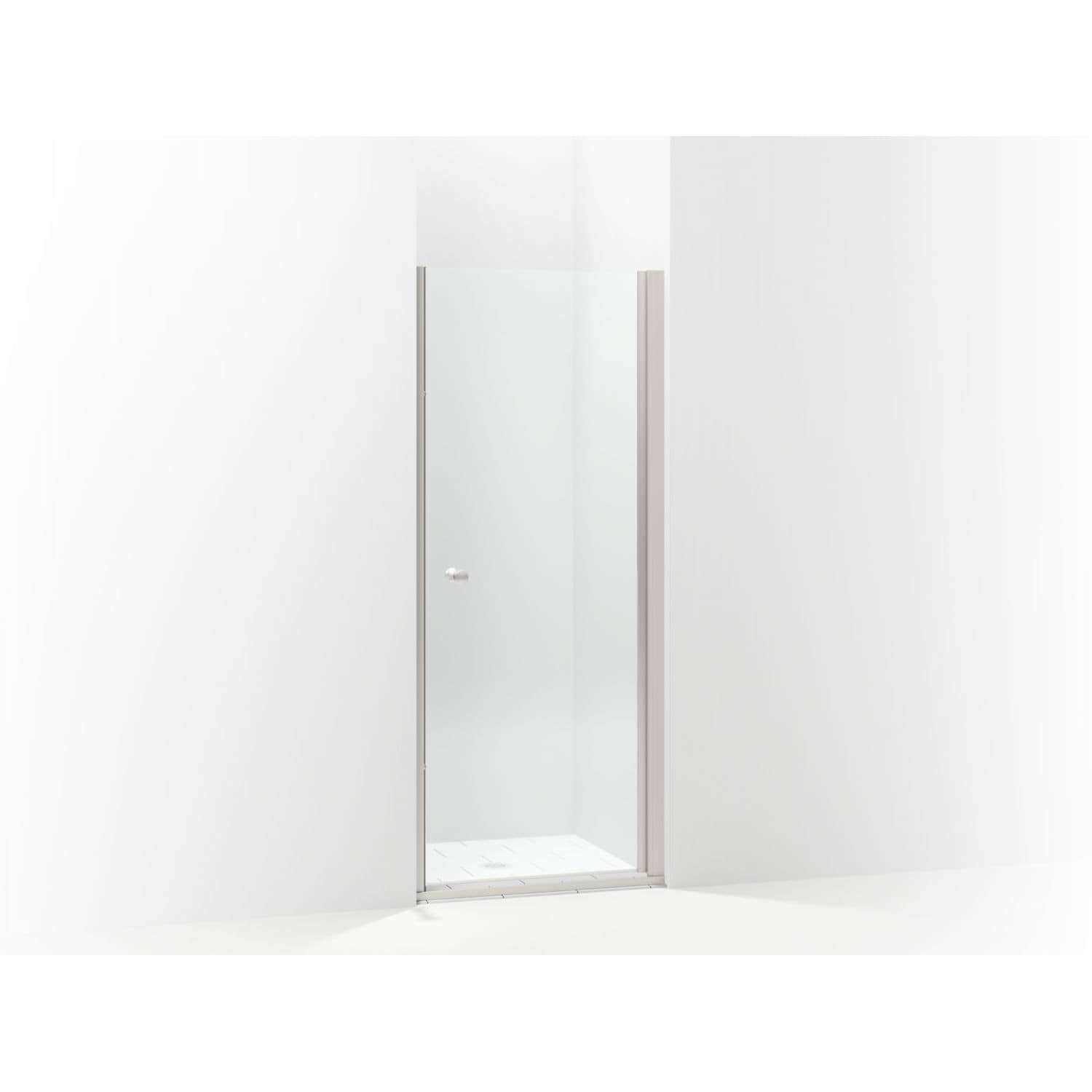 Finesse Brushed Nickel 33-in to 34-in W x 67-in H Semi-frameless Pivot Shower Door in Gray | - Sterling 5690-34N-G05