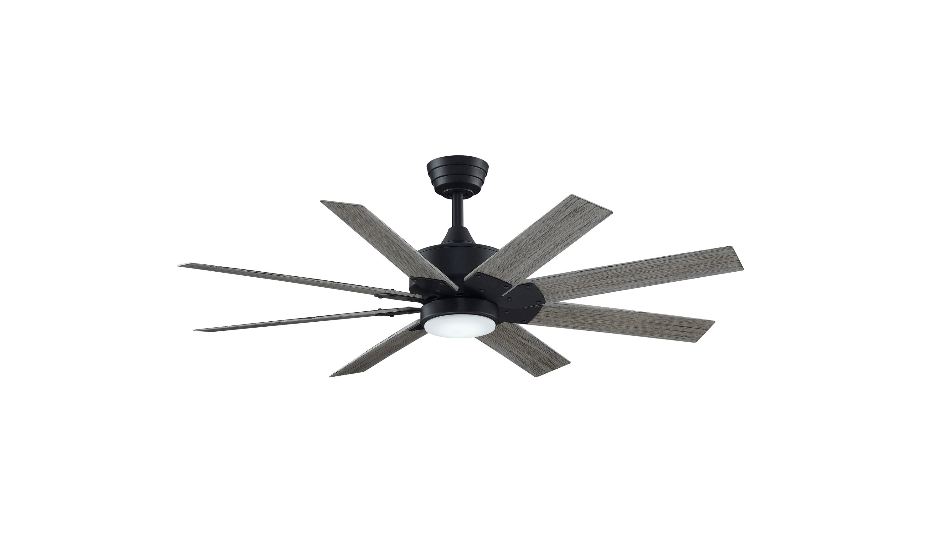 Levon Custom 52-in Black Color-changing LED Indoor/Outdoor Smart Ceiling Fan with Light Remote (8-Blade) | - Fanimation FPD7912BBL-52WE-LK