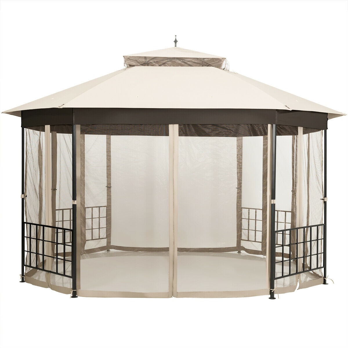 Clihome CWCH-OP70AD383BE 12-ft x 10-ft Beige Octagon Semi-permanent Soft top Roof (Screen Included)
