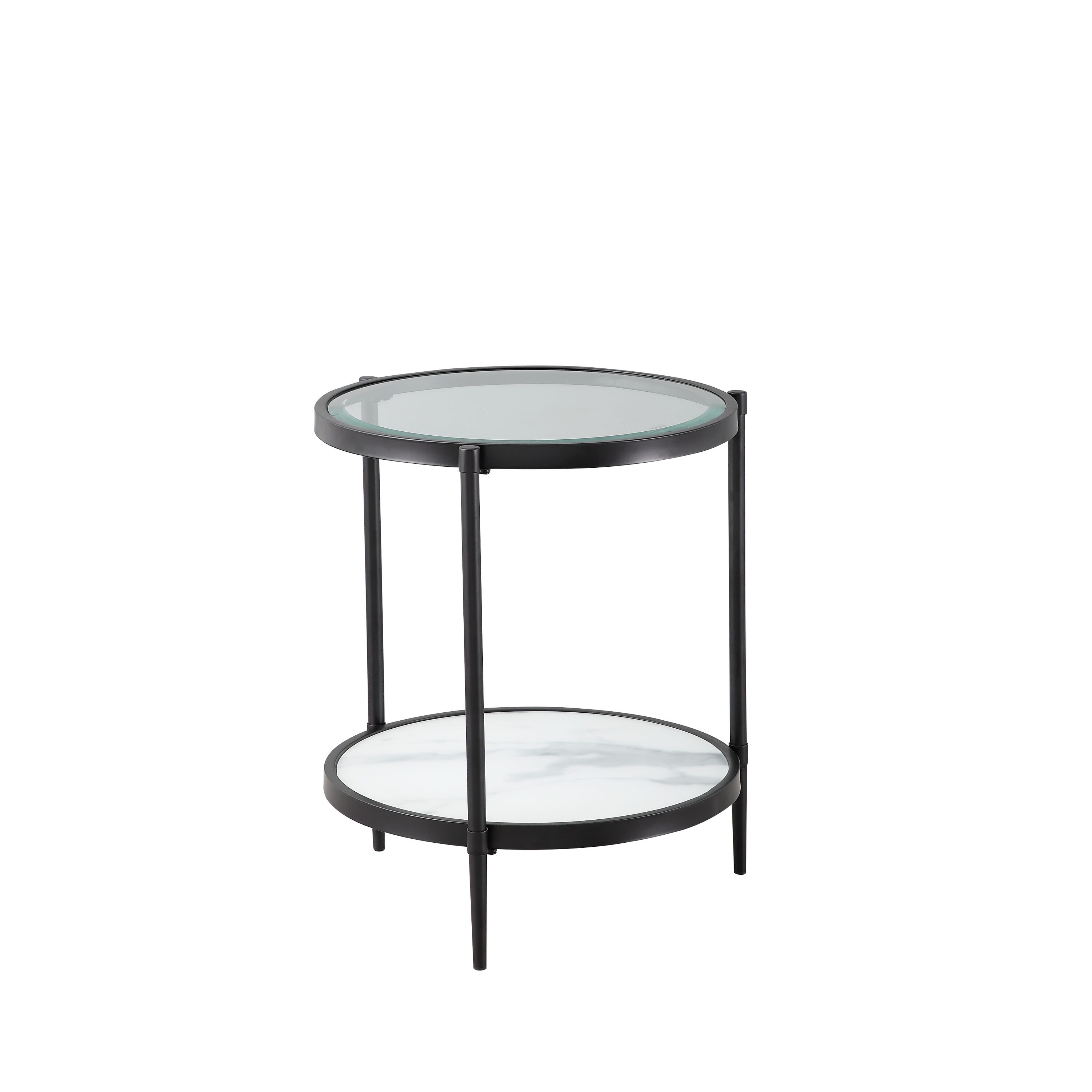 CASAINC WF-ET-1353DA-BK End table 19.68-in W x 21.65-in H Transparent Glass Round Modern End Table with Storage Assembly Required