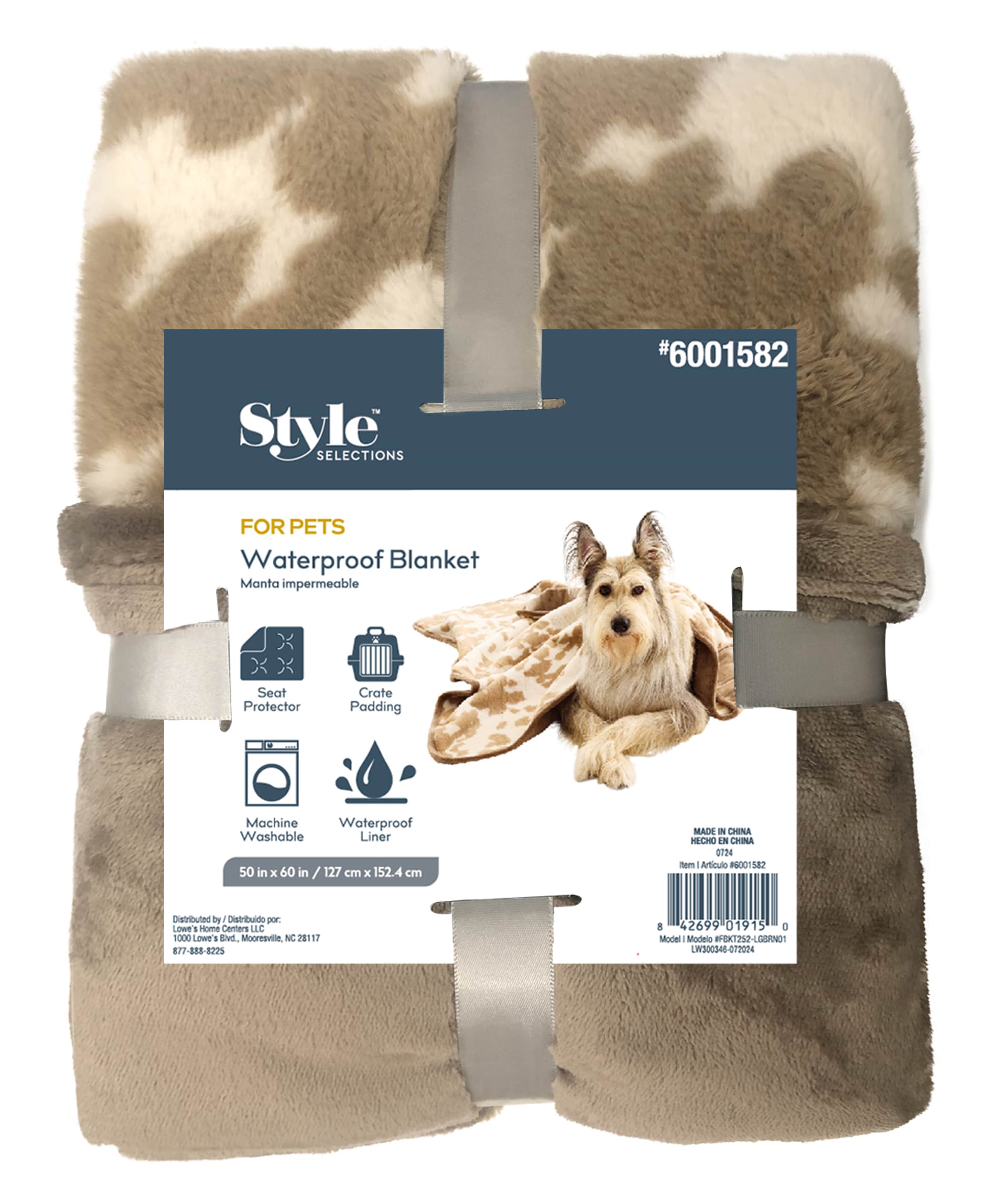 Style Selections FBKT252-LGBRN01 Brown Dog/Cat Blanket (