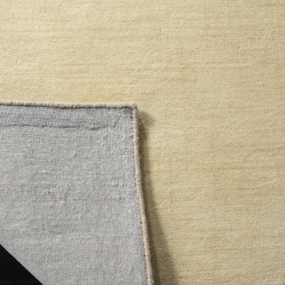Ivory Beige Hand-Knotted Wool Rectangular Rug, 5' x 8'