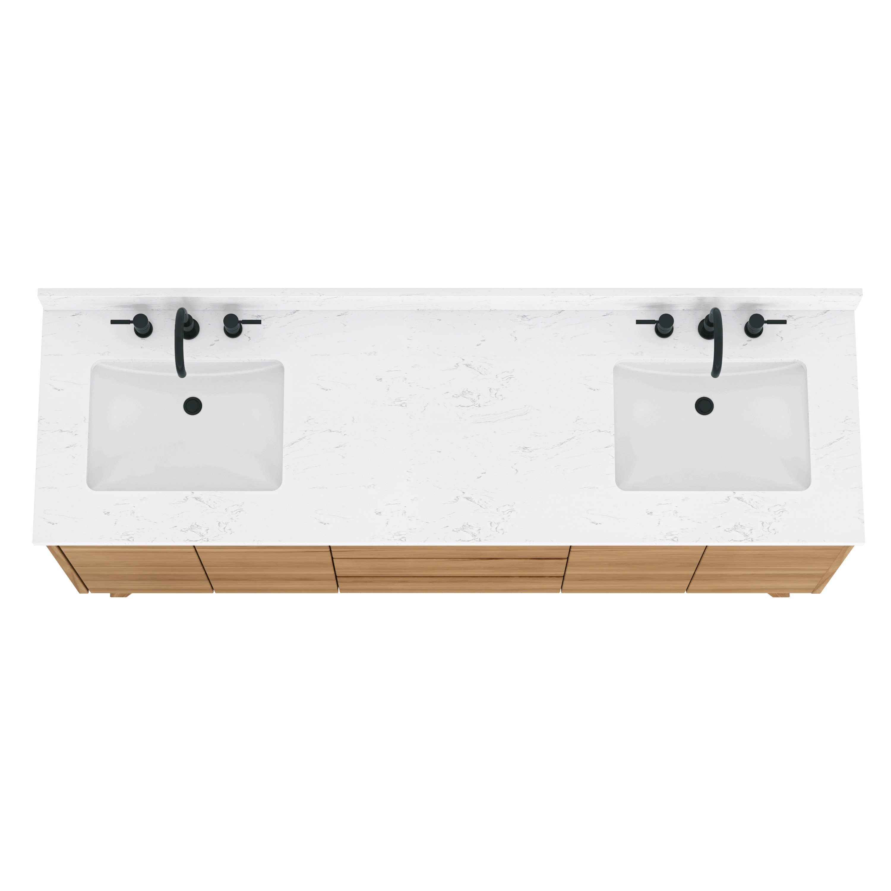 Coventry 73" Natural Teak Double Sink Vanity with White Stone Top