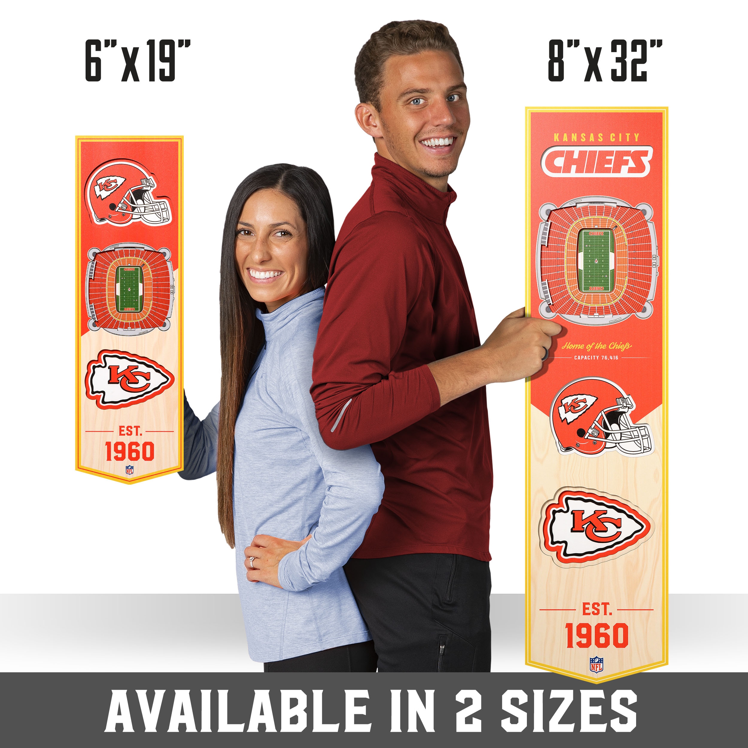 YouTheFan 954064 6 x 19 in. NFL Kansas City Chiefs 3D Stadium Banner - Arrowhead Stadium