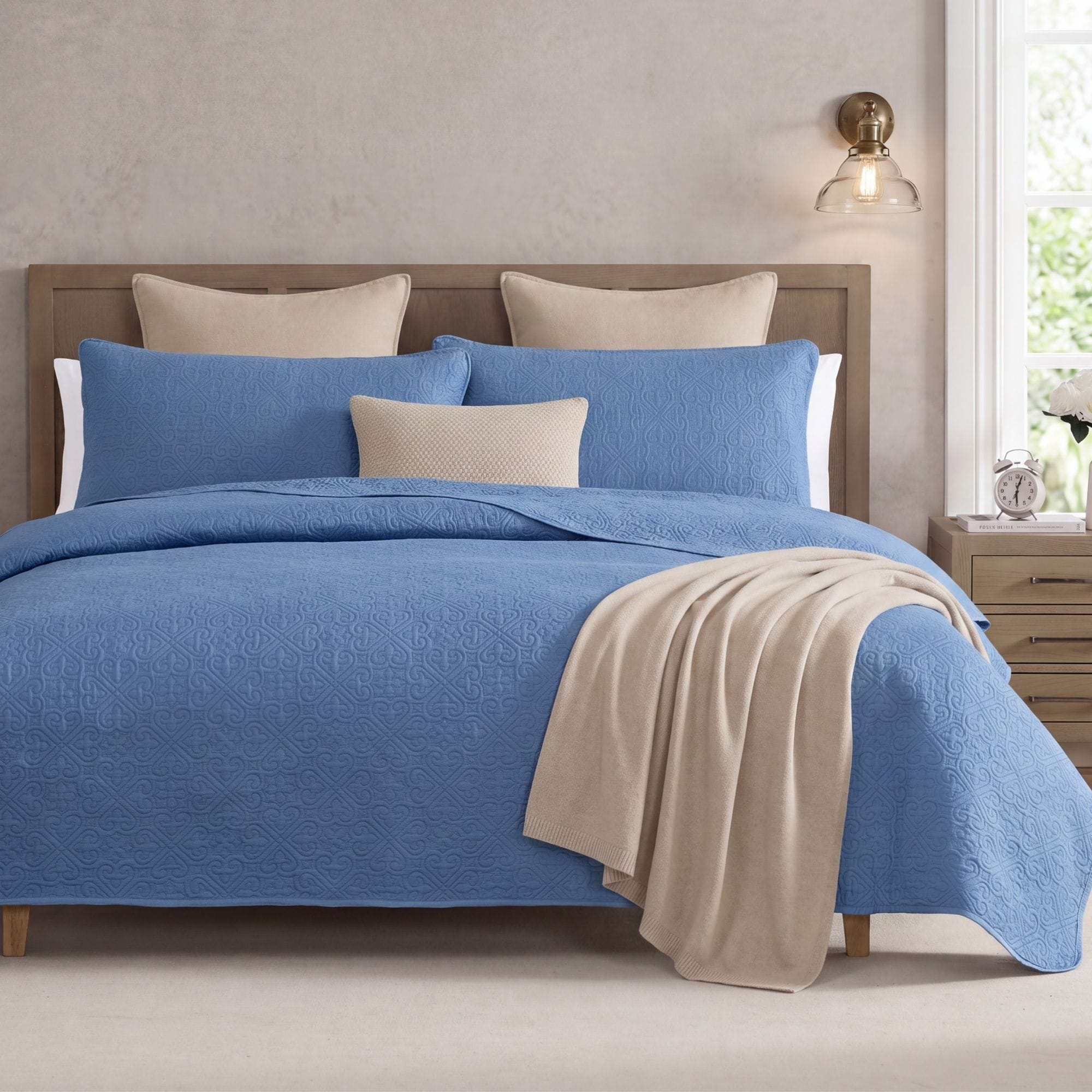 HLC Lorenzo 3 Piece Soft Quilt Set - Lightweight Interlocked Machine Washable Bedspread Coverlet