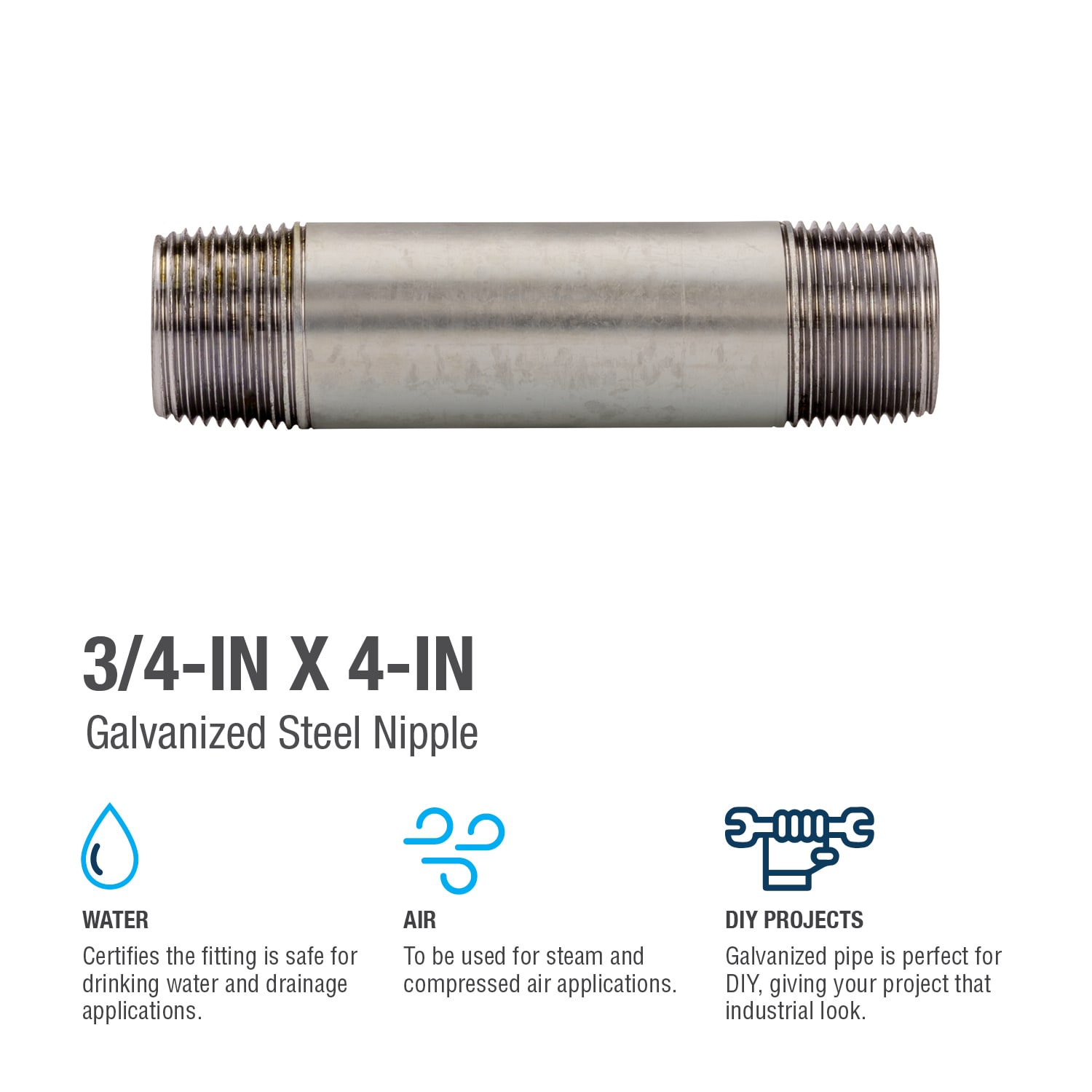 RELIABILT 3/4-in x 4-in Galvanized Nipple in the Galvanized Pipe ...