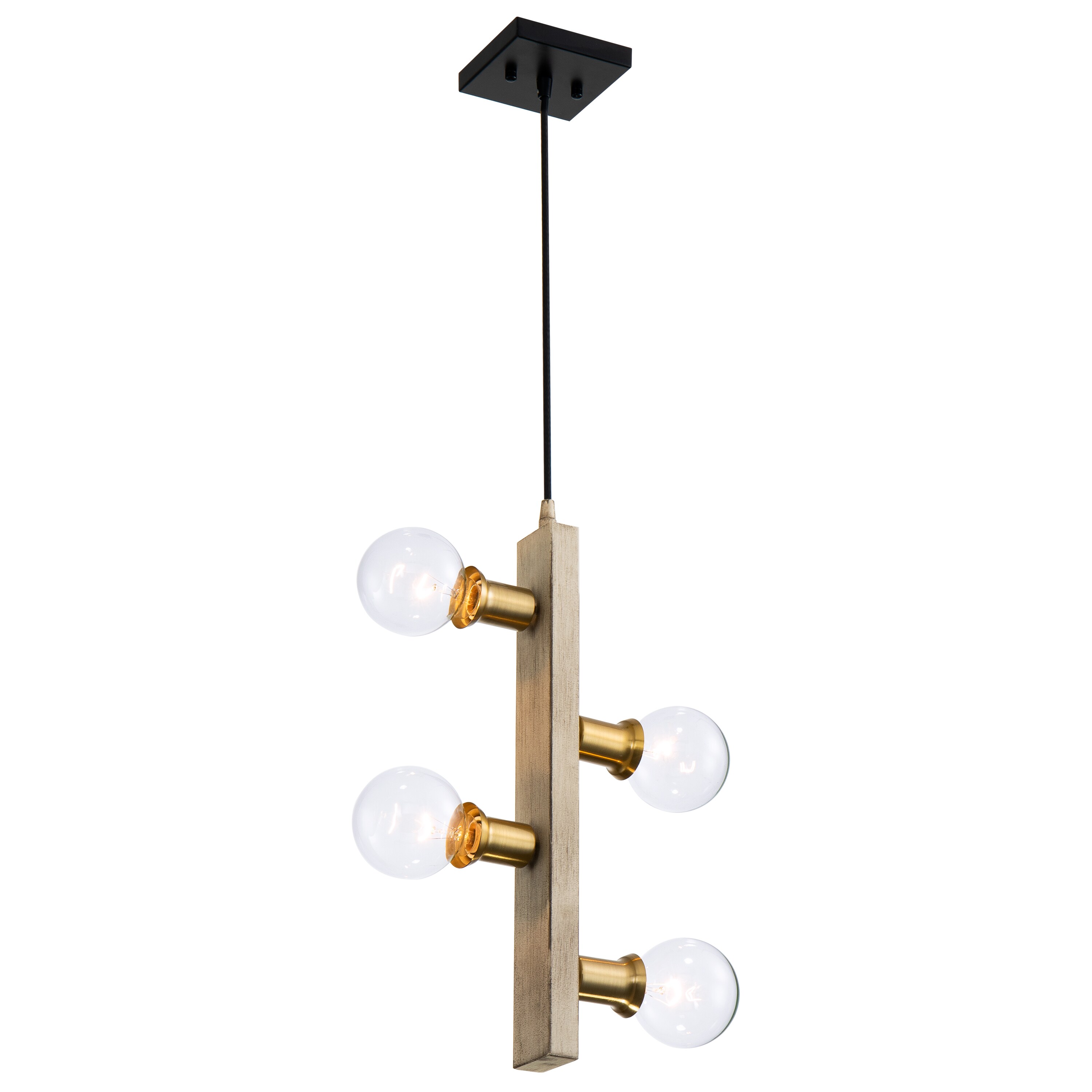 C Cattleya CA1977-4H 4-Light Woodgrain Farmhouse Linear Hanging Kitchen Island Light
