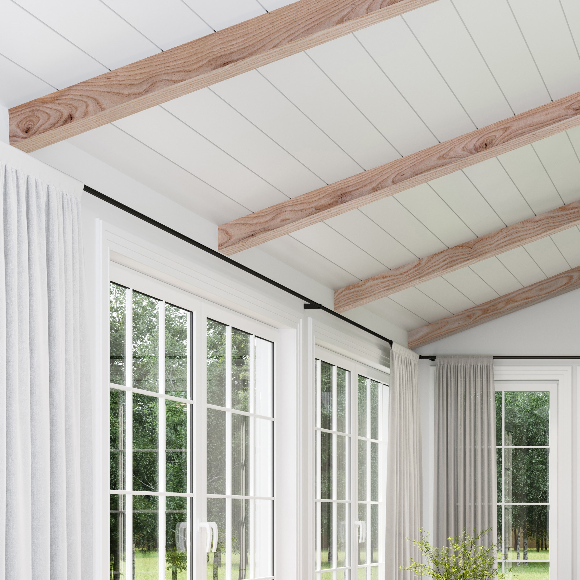 Rustic Unfinished Ash Wood U-Shaped Decorative Beam