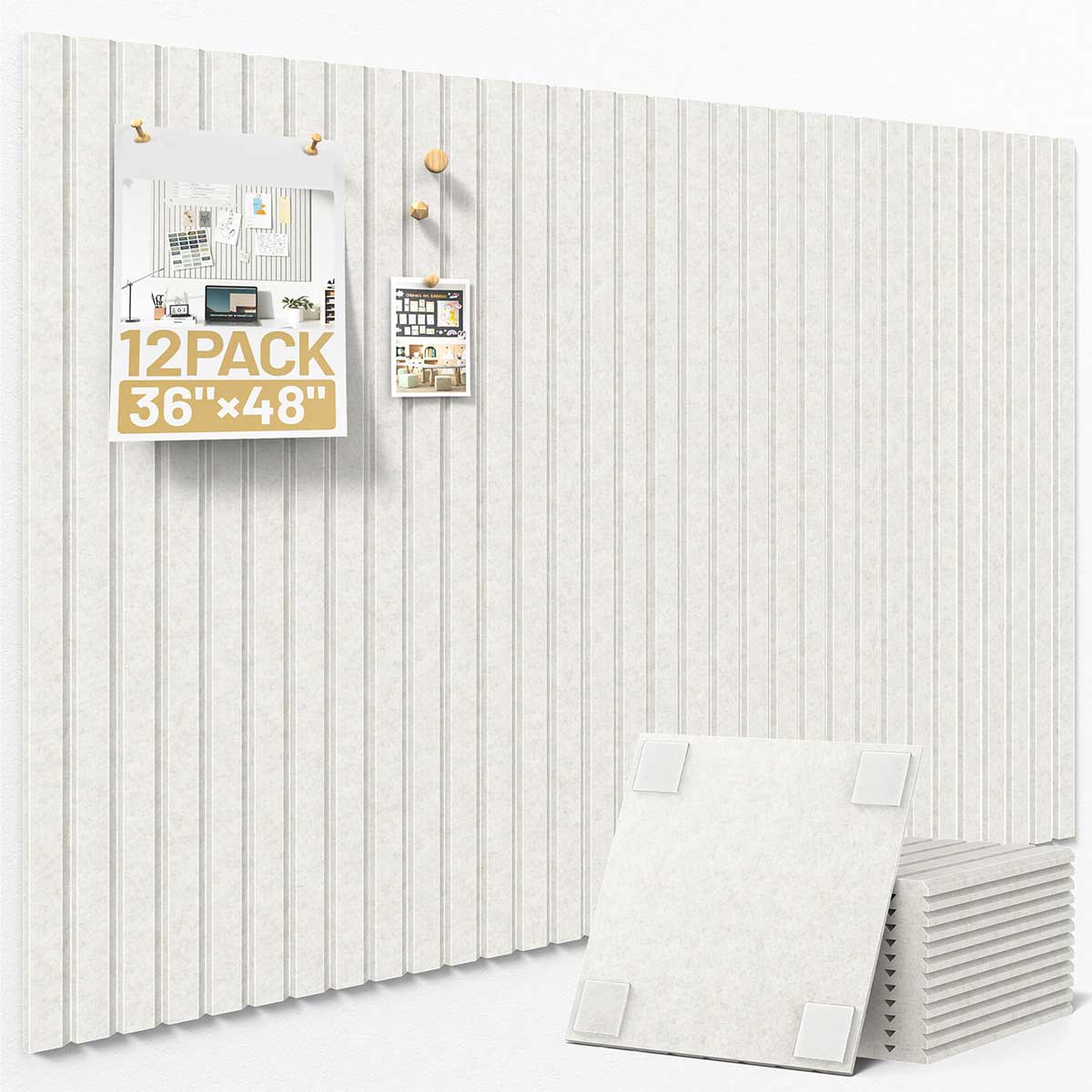 Aoibox  Large Cork Board for Wall 36 x 48 Inch Ivory Bulletin Board 12 Pack with Safe Removable Adhesive Squares for Office Classroom Decor