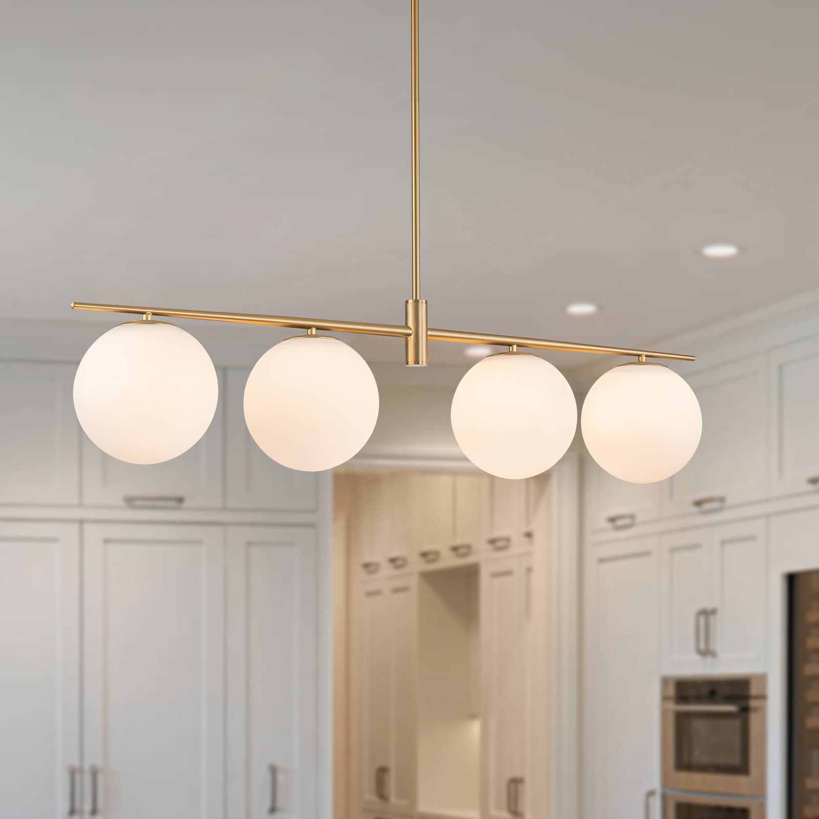 EDISLIVE Y81010000050588 Deerfield 4 -Light Gold Modern/contemporary Opal glass Linear Large Hanging Pendant light