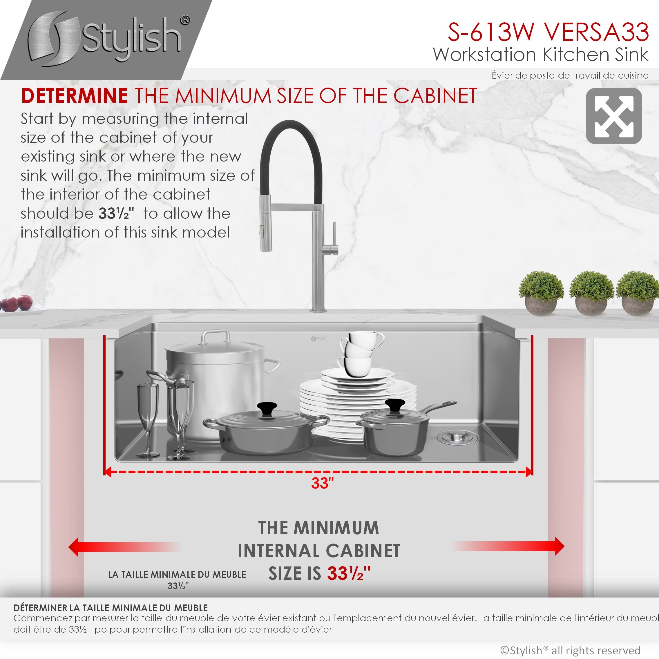 Versa 33'' Stainless Steel Single Bowl Workstation Sink with Accessories