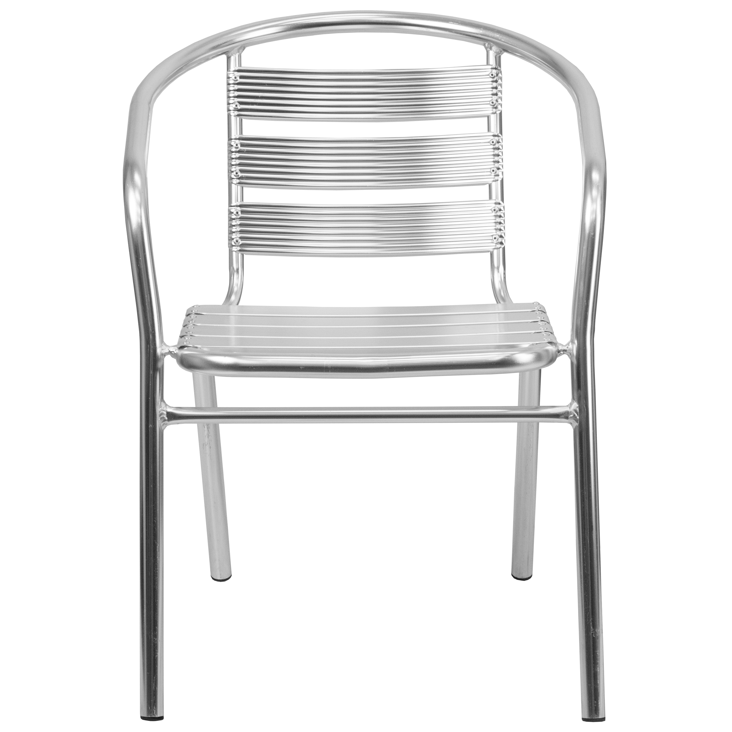 Sleek Silver Aluminum Indoor-Outdoor Dining Chair with Ladder Back