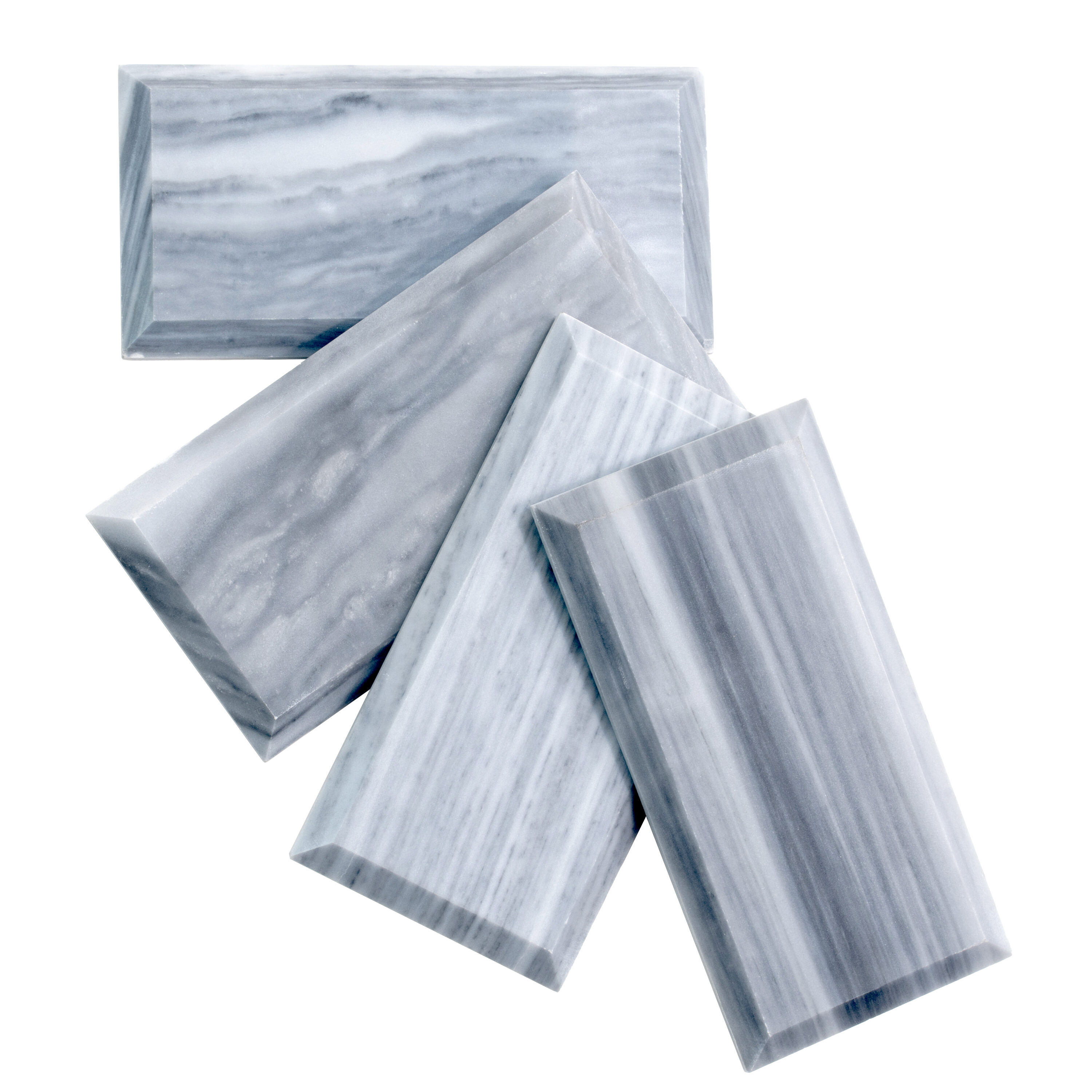Gray 3" x 6" Beveled Polished Marble Subway Tile