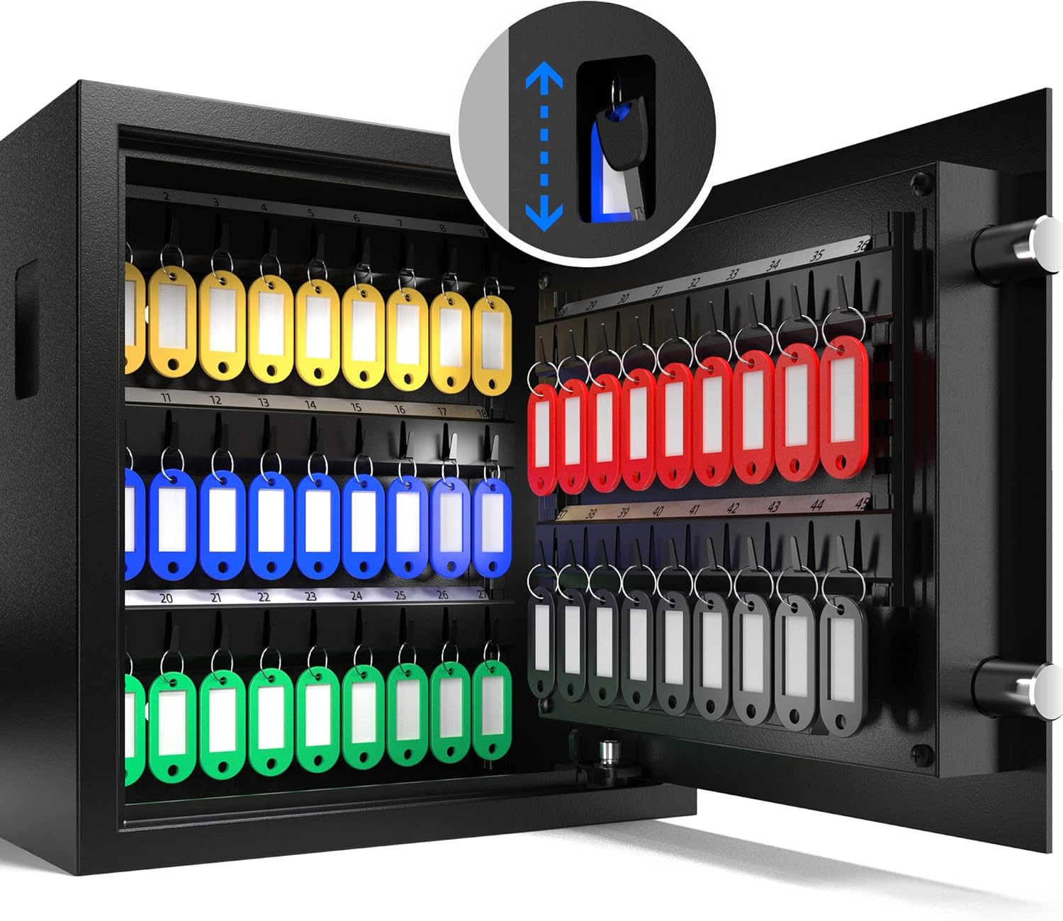 XDeer  45 Key Safe Wall Mount with Advanced Anti-Theft LED Light Key Cabinet with Combo Key Lock for Hotels Offices Car Dealerships